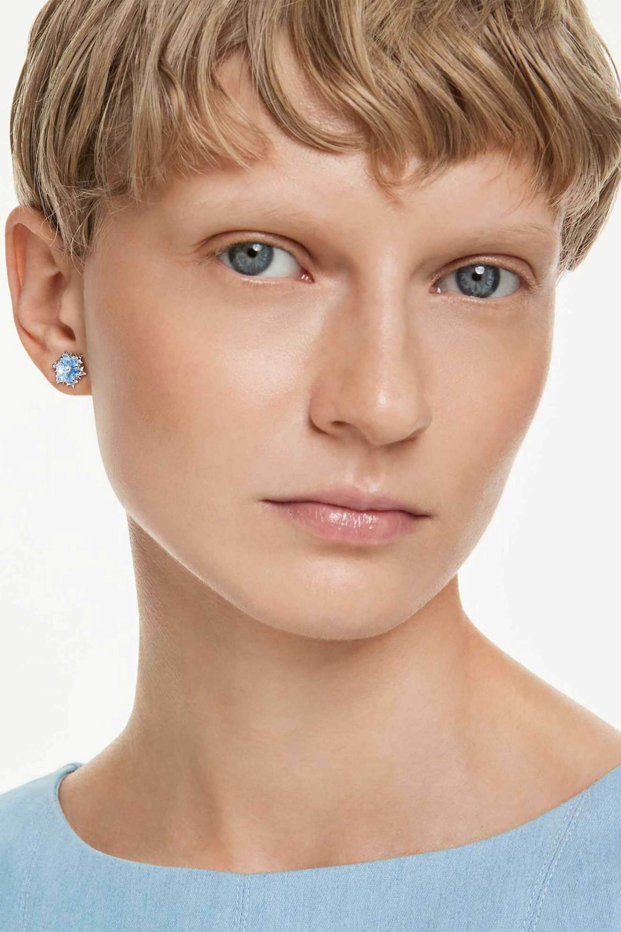 Swarovski Γυναικεία Σκουλαρίκια με Καραφάκι Χιονονιφάδα Μπλε Επιμετάλλωση Ροδίου Magic - 5734242