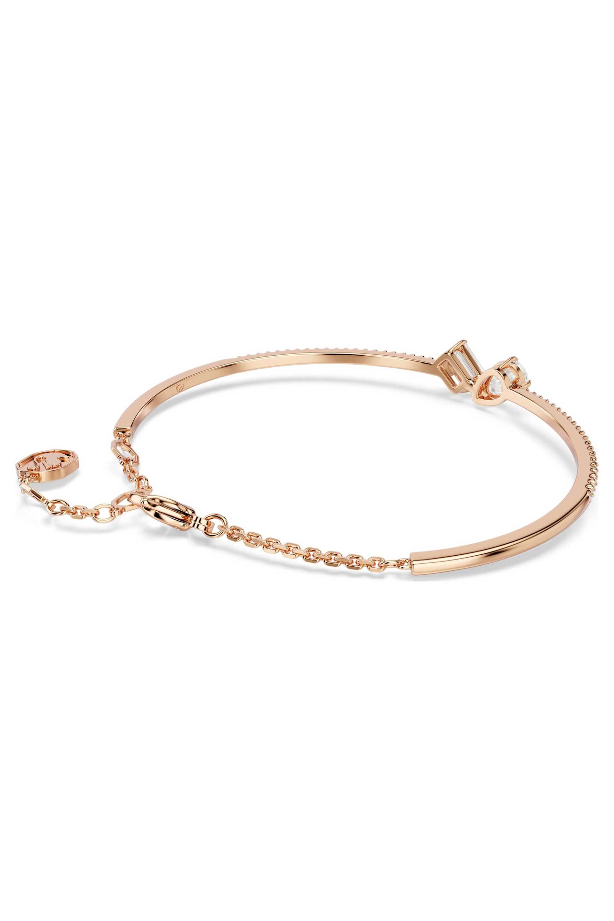 SWAROVSKI Swarovski γυναικείο άκαμπτο βραχιόλι μίξη κοπών, λευκό, επιμετάλλωση σε ροζ χρυσαφί τόνο "Mesmera" - 5734247 - 3