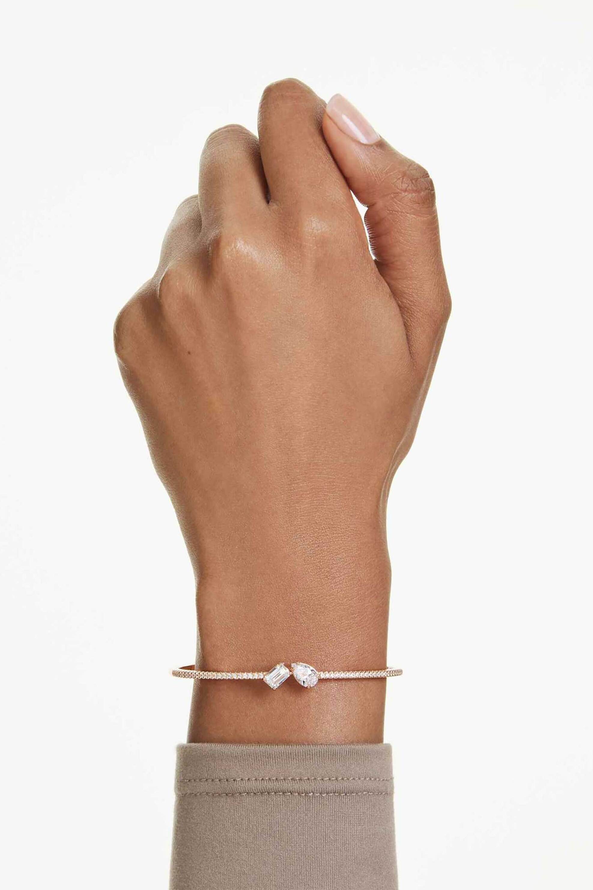 Swarovski Γυναικείο Άκαμπτο Βραχιόλι Μίξη Κοπών Λευκό Επιμετάλλωση σε Ροζ Χρυσαφί Τόνο Mesmera - 5734247