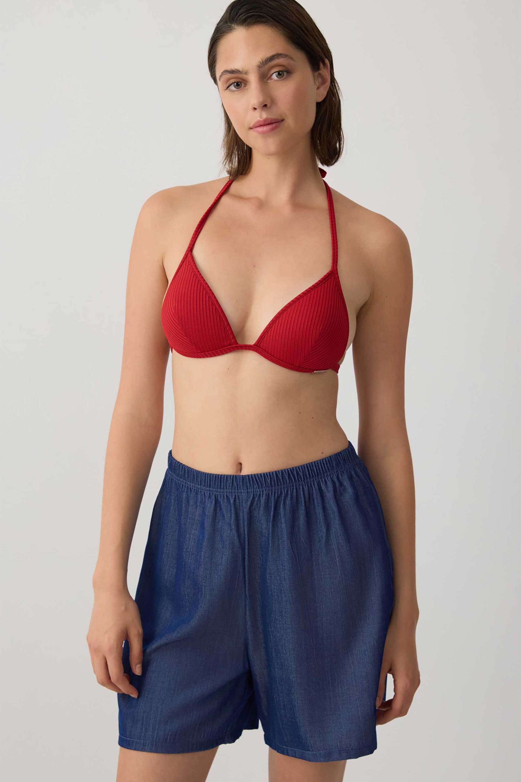 Minerva γυναικείο denim σορτς με ελαστική μέση - 90-53333-002-031 Denim Blue Σκούρο