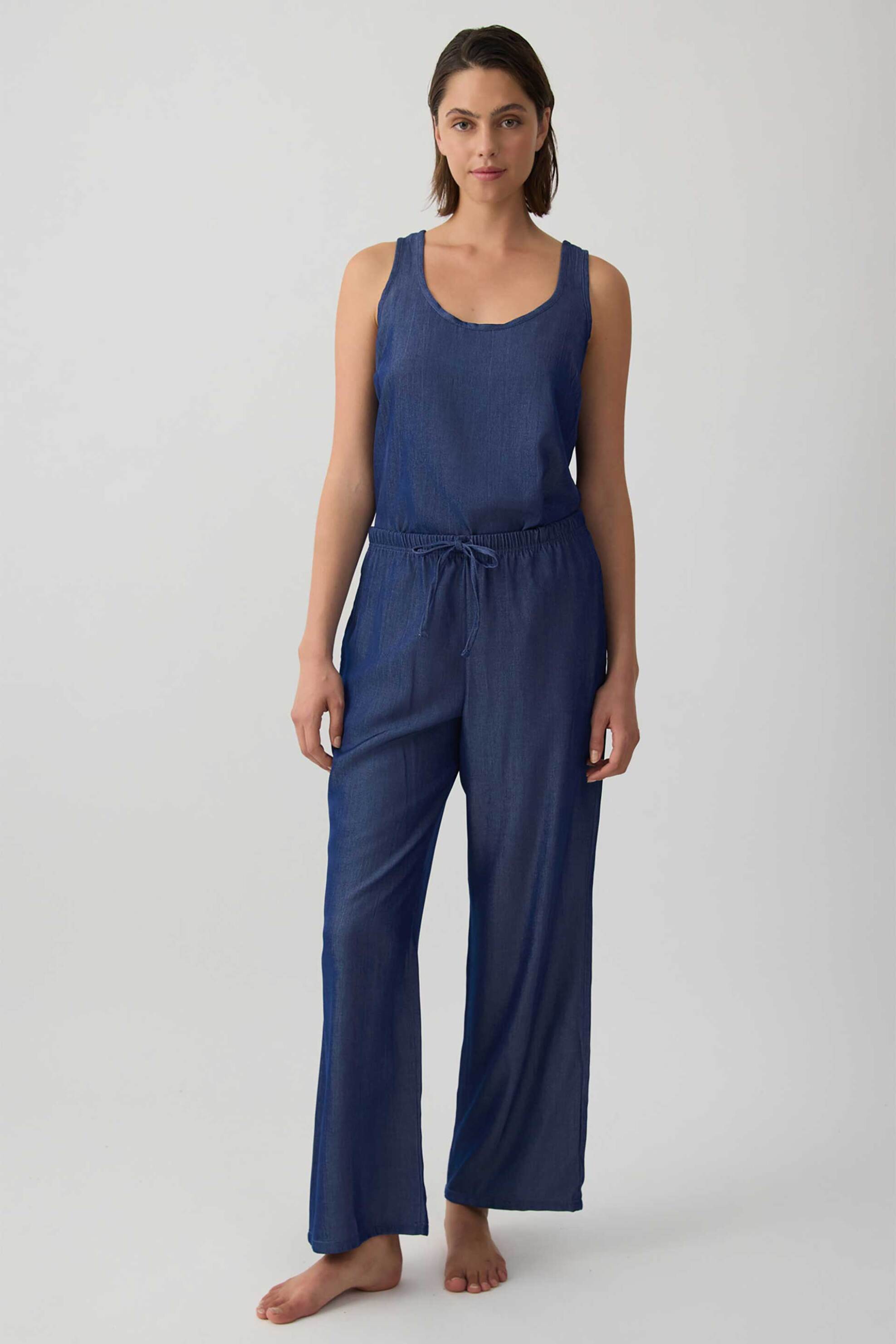 Minerva γυναικεία denim παντελόνα με ελαστική μέση - 90-53334-002-031 Denim Blue Σκούρο
