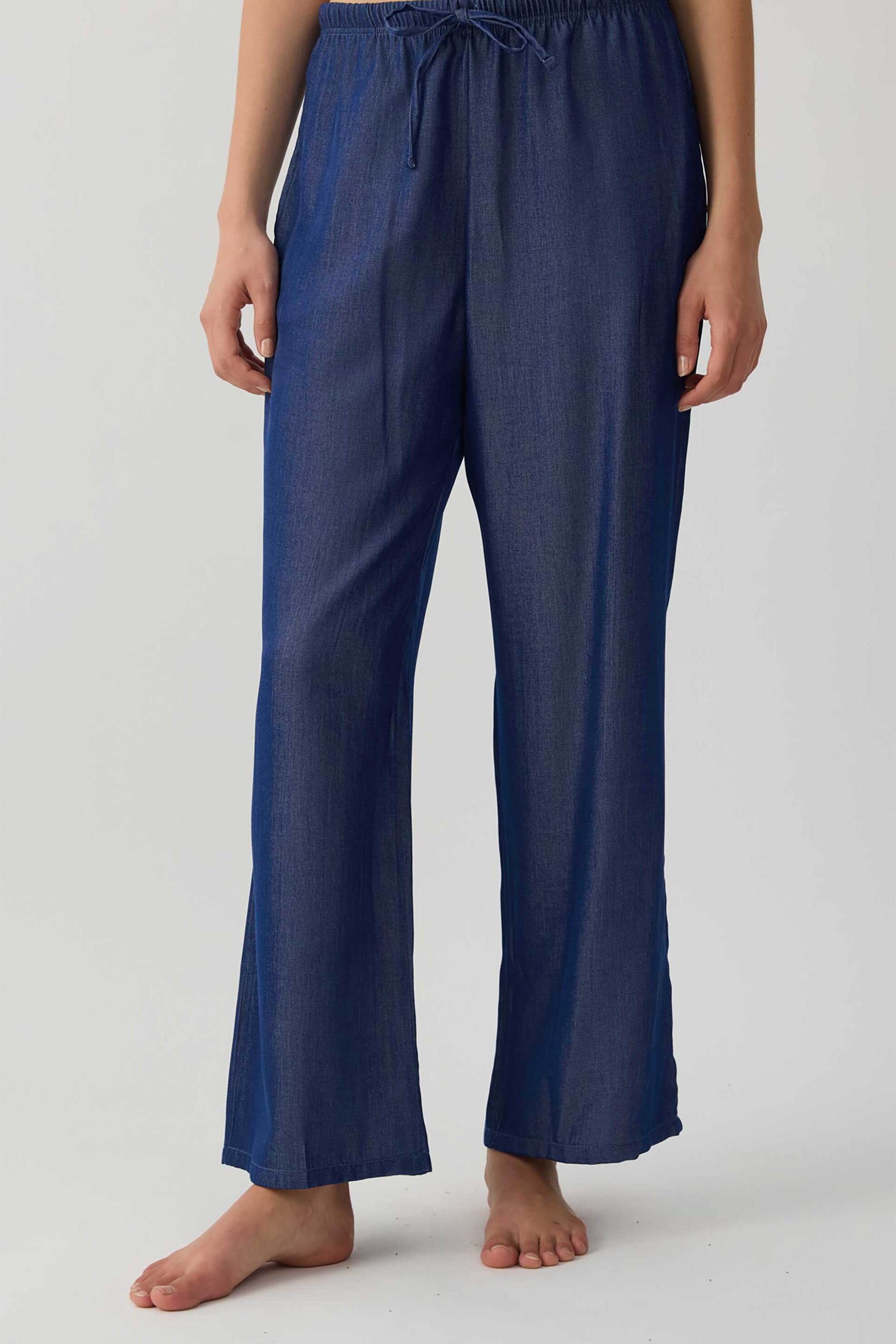 Minerva γυναικεία denim παντελόνα με ελαστική μέση - 90-53334-002-031 Denim Blue Σκούρο