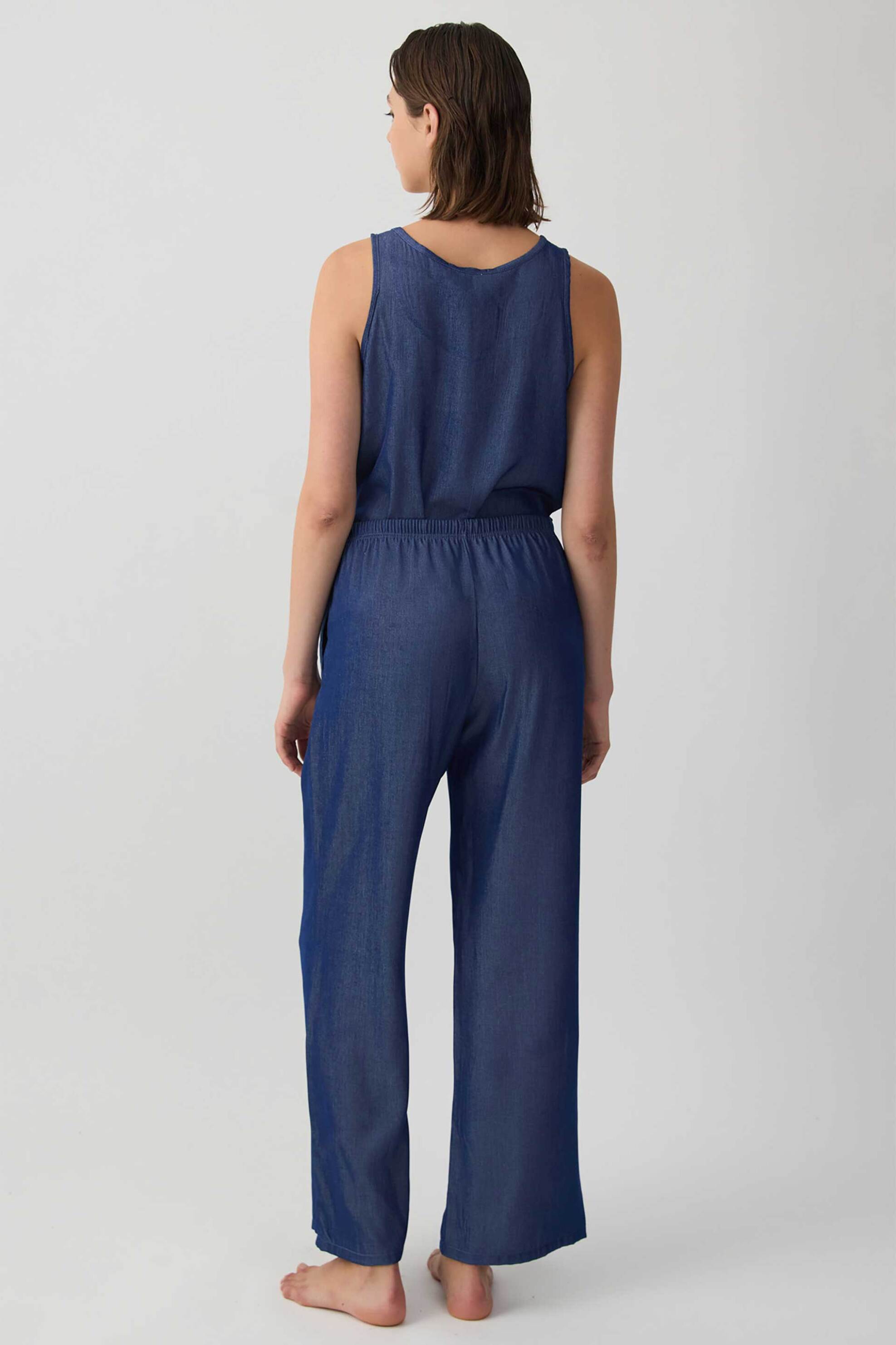Minerva γυναικεία denim παντελόνα με ελαστική μέση - 90-53334-002-031 Denim Blue Σκούρο