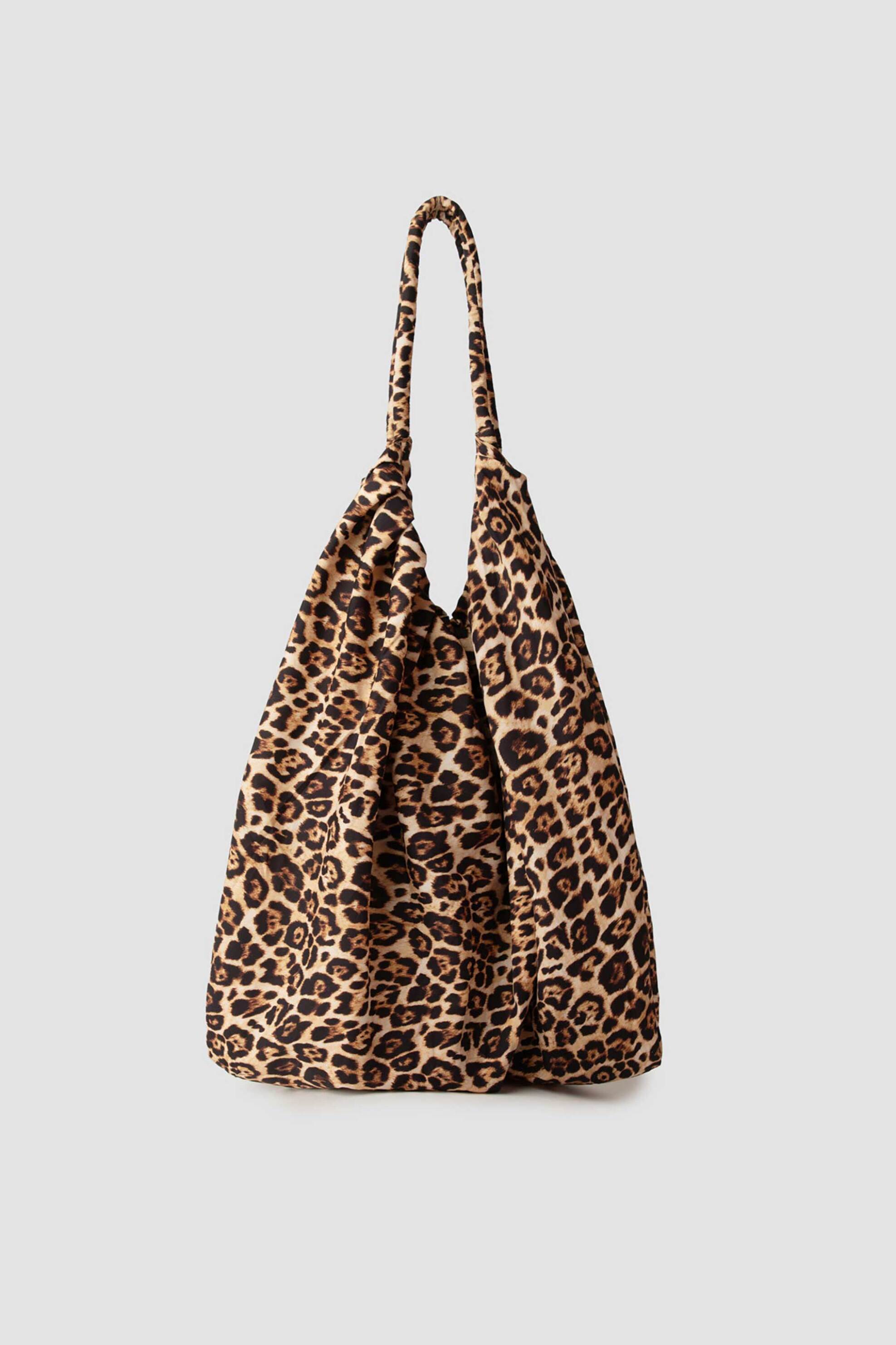 Minerva γυναικεία τσάντα θαλάσσης με leopard print - 96-52590-000-353 Καφέ