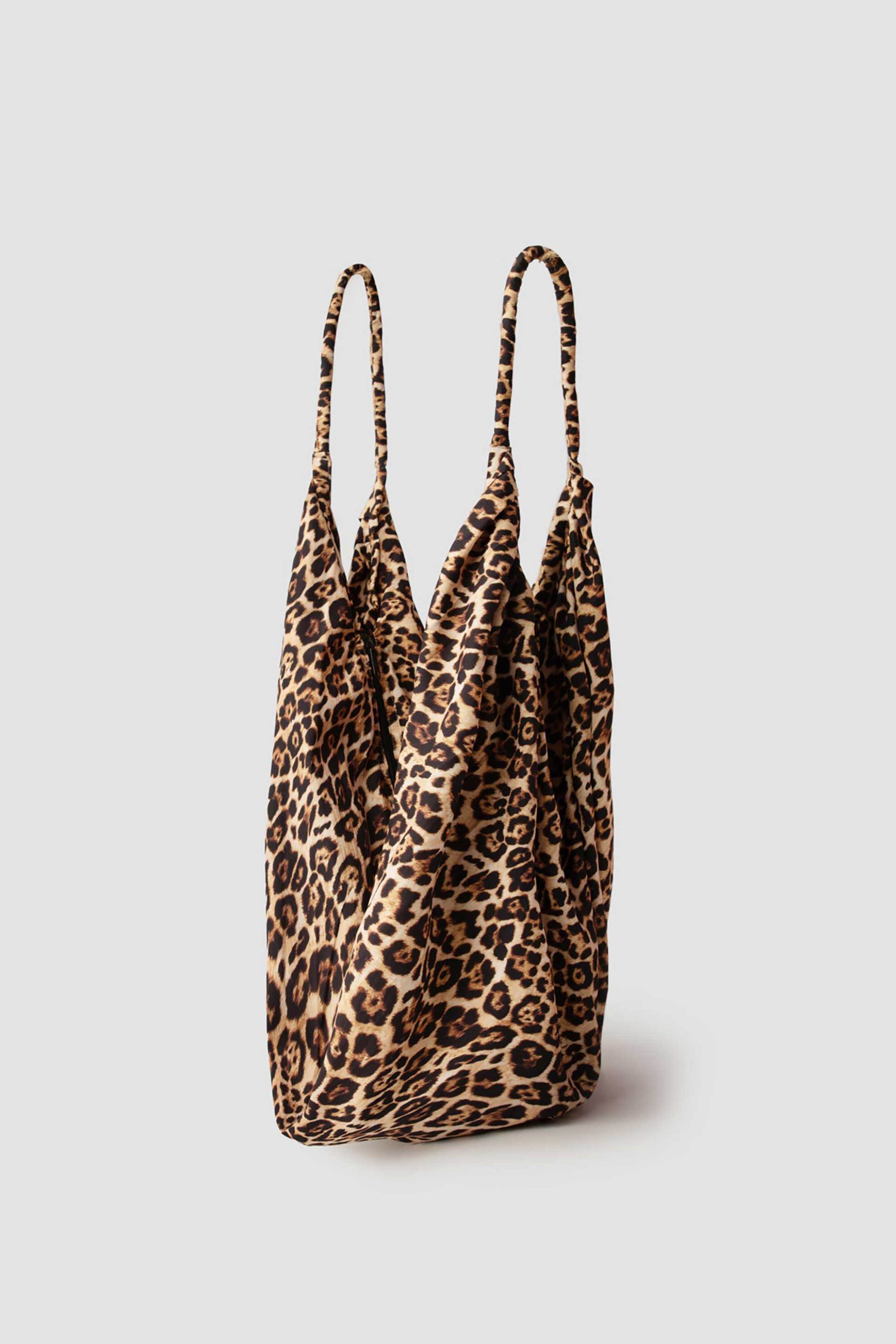 Minerva γυναικεία τσάντα θαλάσσης με leopard print - 96-52590-000-353 Καφέ