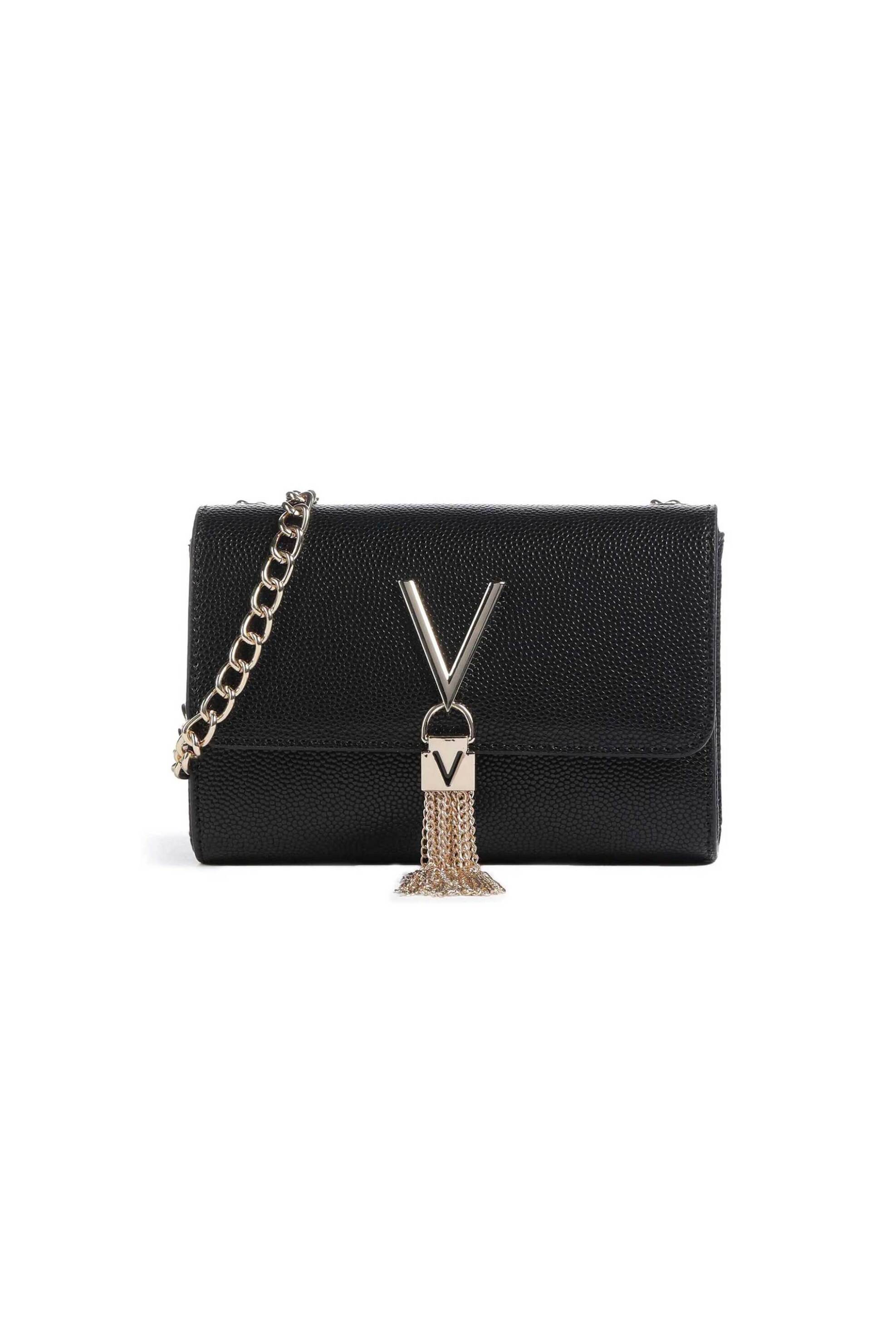 VALENTINO BY MARIO VALENTINO Valentino γυναικεία τσάντα crossbody/clutch με μεταλλικό monogram "Divina" - 18LVBS1R403G/DI Μαύρο-Χρυσό