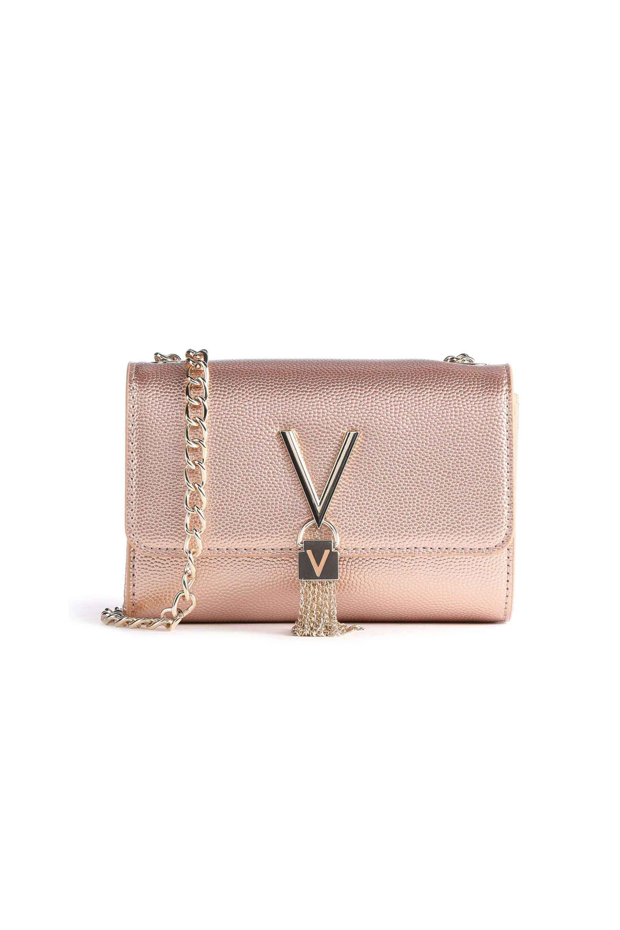 VALENTINO BY MARIO VALENTINO Valentino γυναικεία τσάντα crossbody/clutch με μεταλλικό monogram "Divina" - 18LVBS1R403G/DI Ροζ