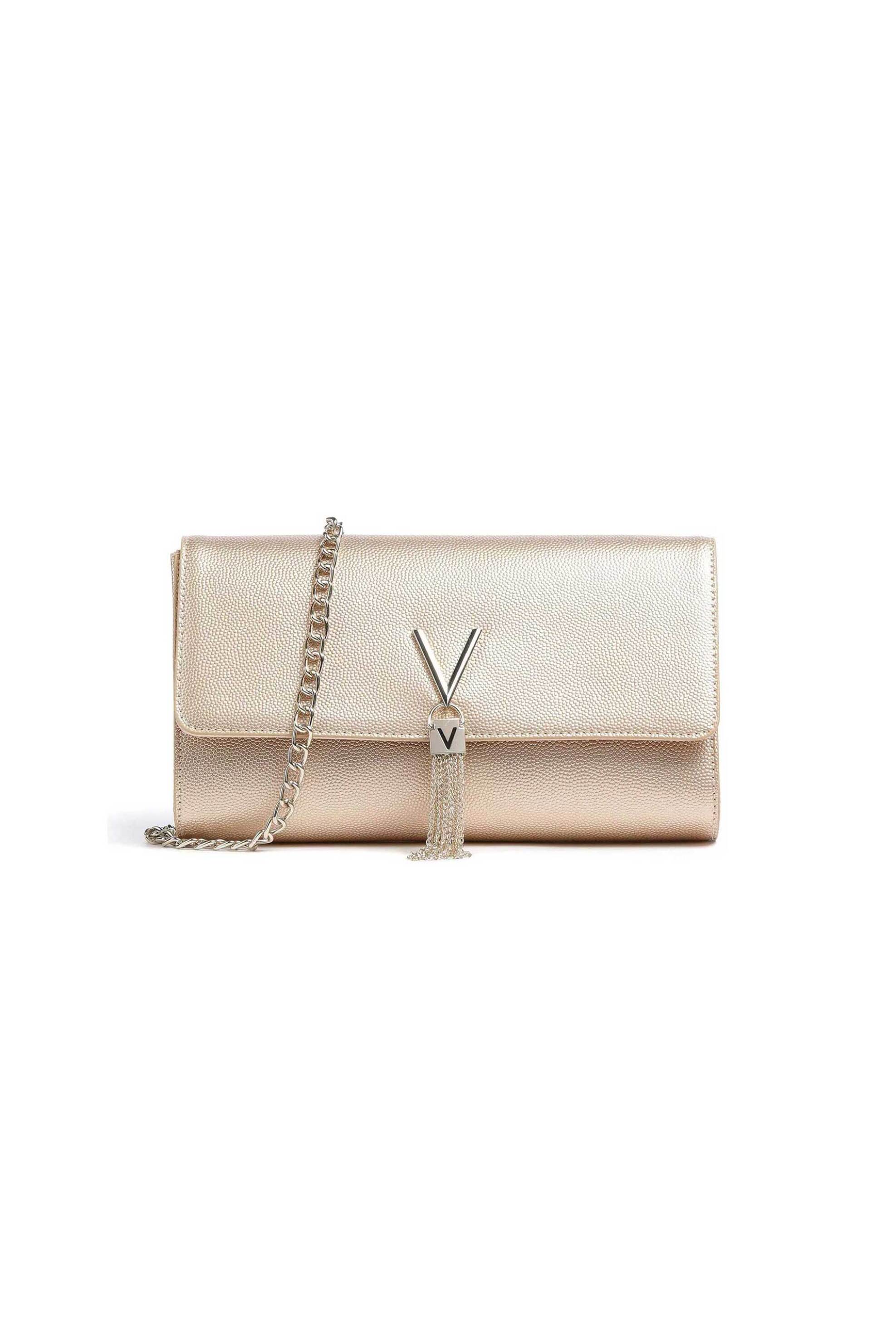 VALENTINO BY MARIO VALENTINO Valentino γυναικεία τσάντα crossbody/clutch με μεταλλικό monogram "Divina" - 18LVBS1R401G/DI Χρυσό