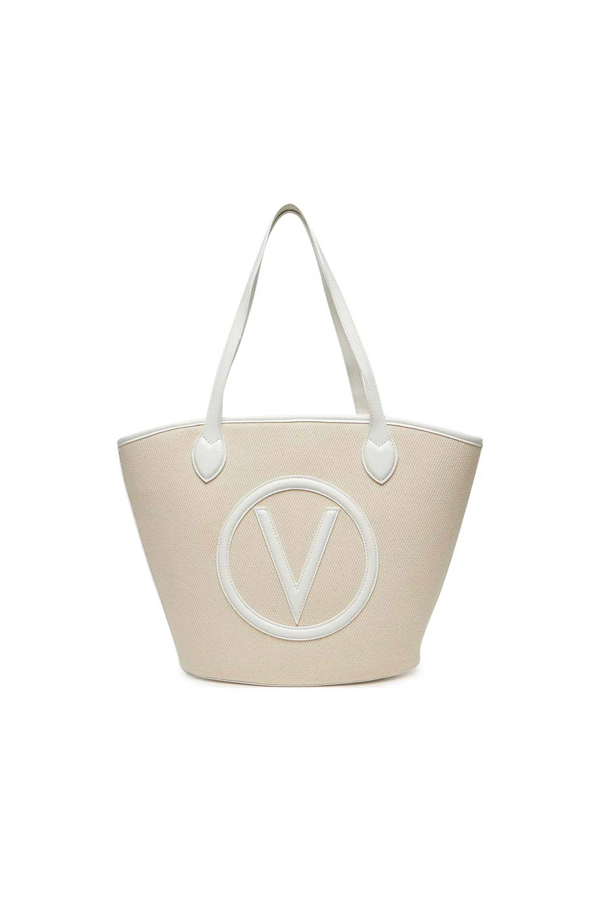 VALENTINO BY MARIO VALENTINO Valentino γυναικεία βαμβακερή τσάντα tote με monogram "Covent" - 18LVBS7QO02CAN Λευκό