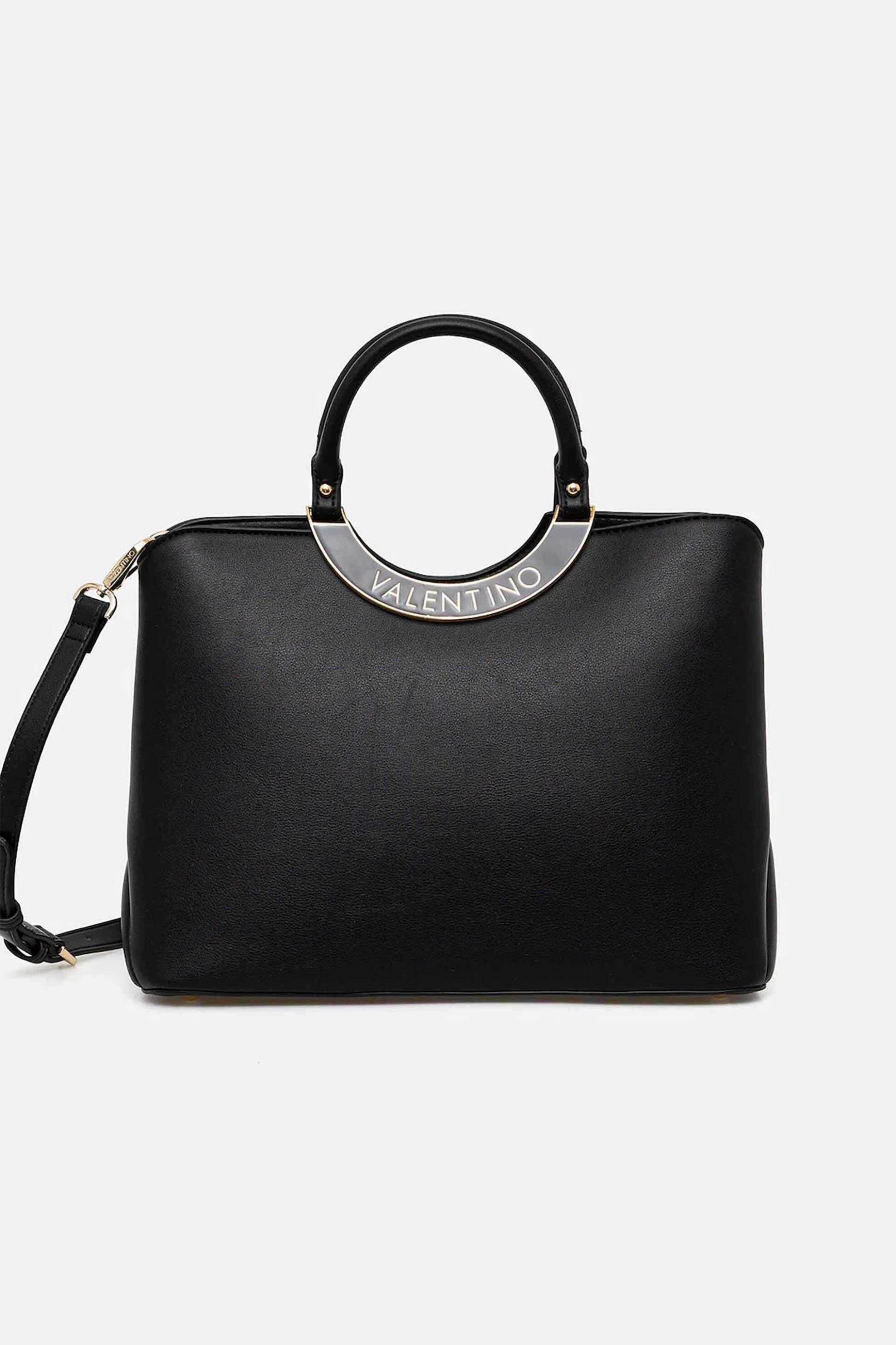 VALENTINO BY MARIO VALENTINO Valentino γυναικεία τσάντα χειρός με μεταλλικό λογότυπο "Wendy" - 46LVBS9DW04/WEN Μαύρο