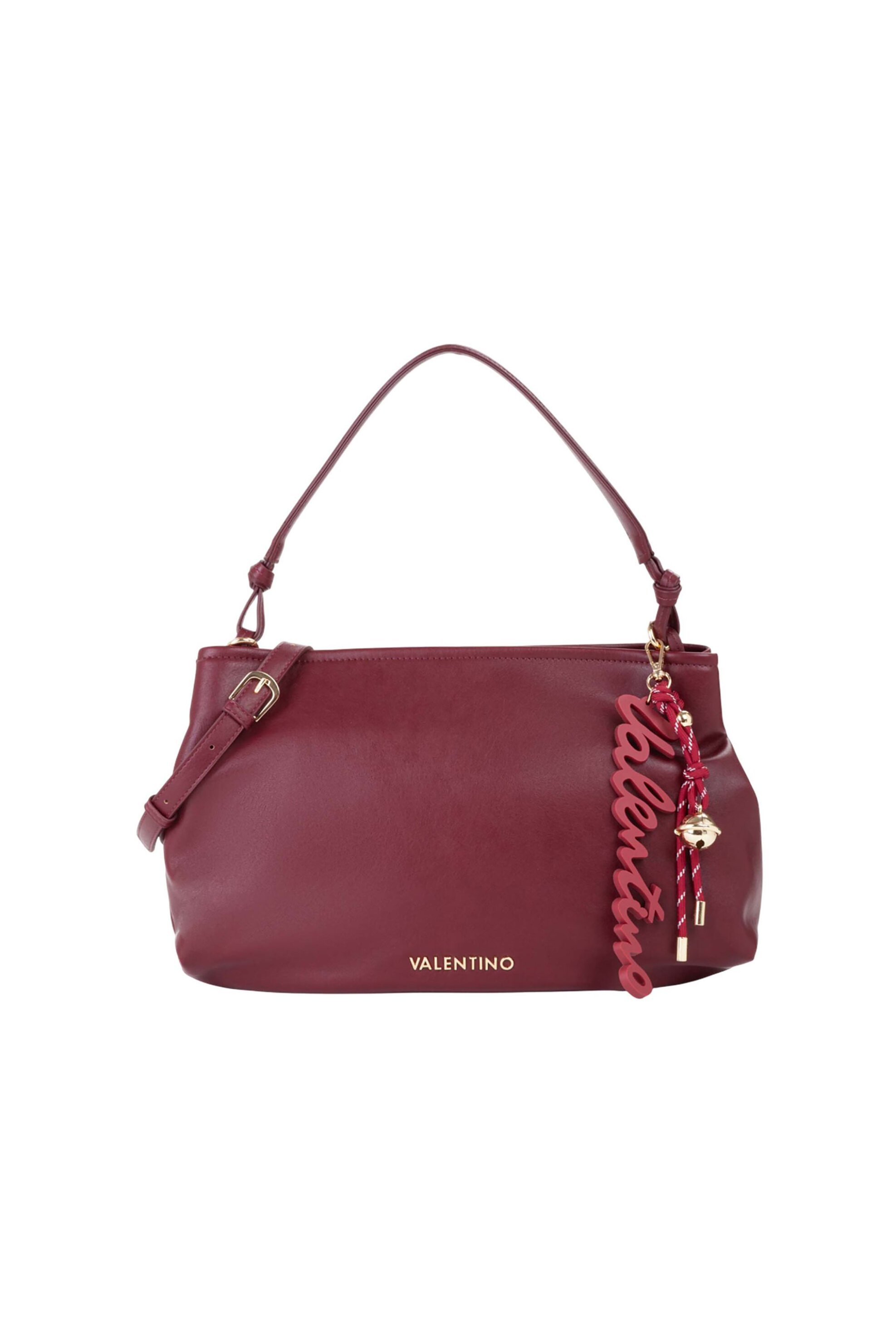 Valentino γυναικεία τσάντα ώμου με διακοσμητικό μπρελόκ "Winter Re" - 46LVBS9I007/WIN Μπορντό
