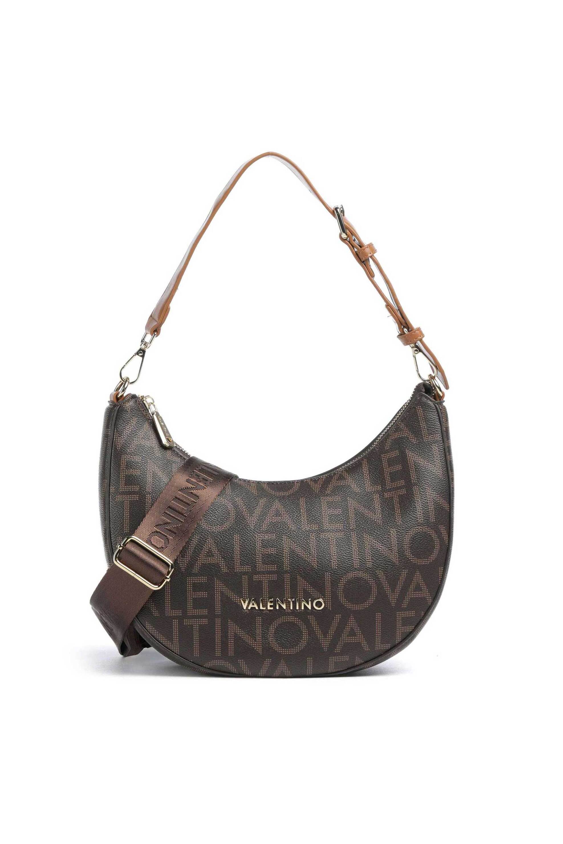 VALENTINO BY MARIO VALENTINO Valentino γυναικεία τσάντα ώμου με μεταλλικό λογότυπο - 46LVBS9IS07/REG Καφέ