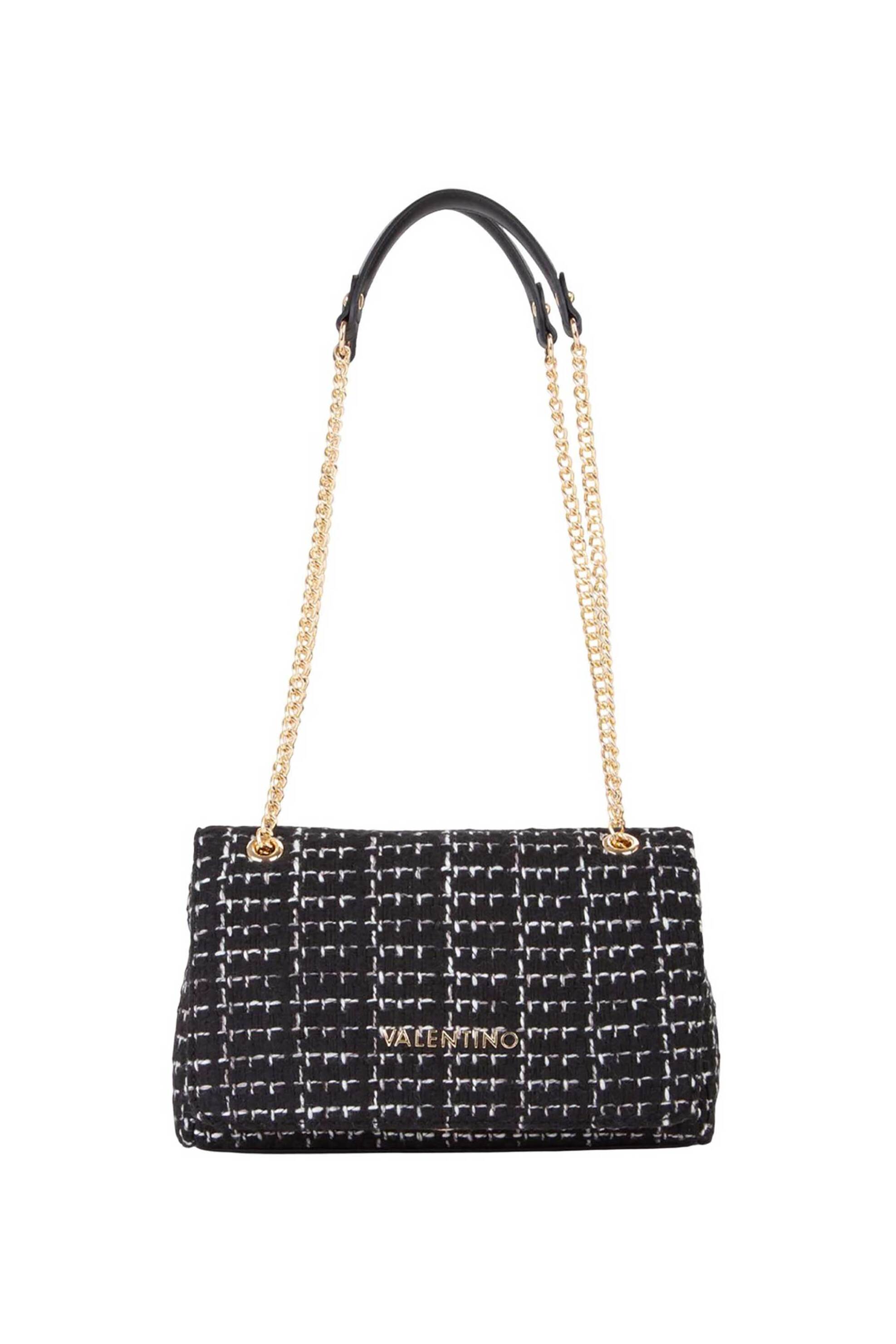 VALENTINO BY MARIO VALENTINO Valentino γυναικεία τσάντα ώμου tweed με αλυσίδα - 46LVBS9JP02/TWE Μαύρο
