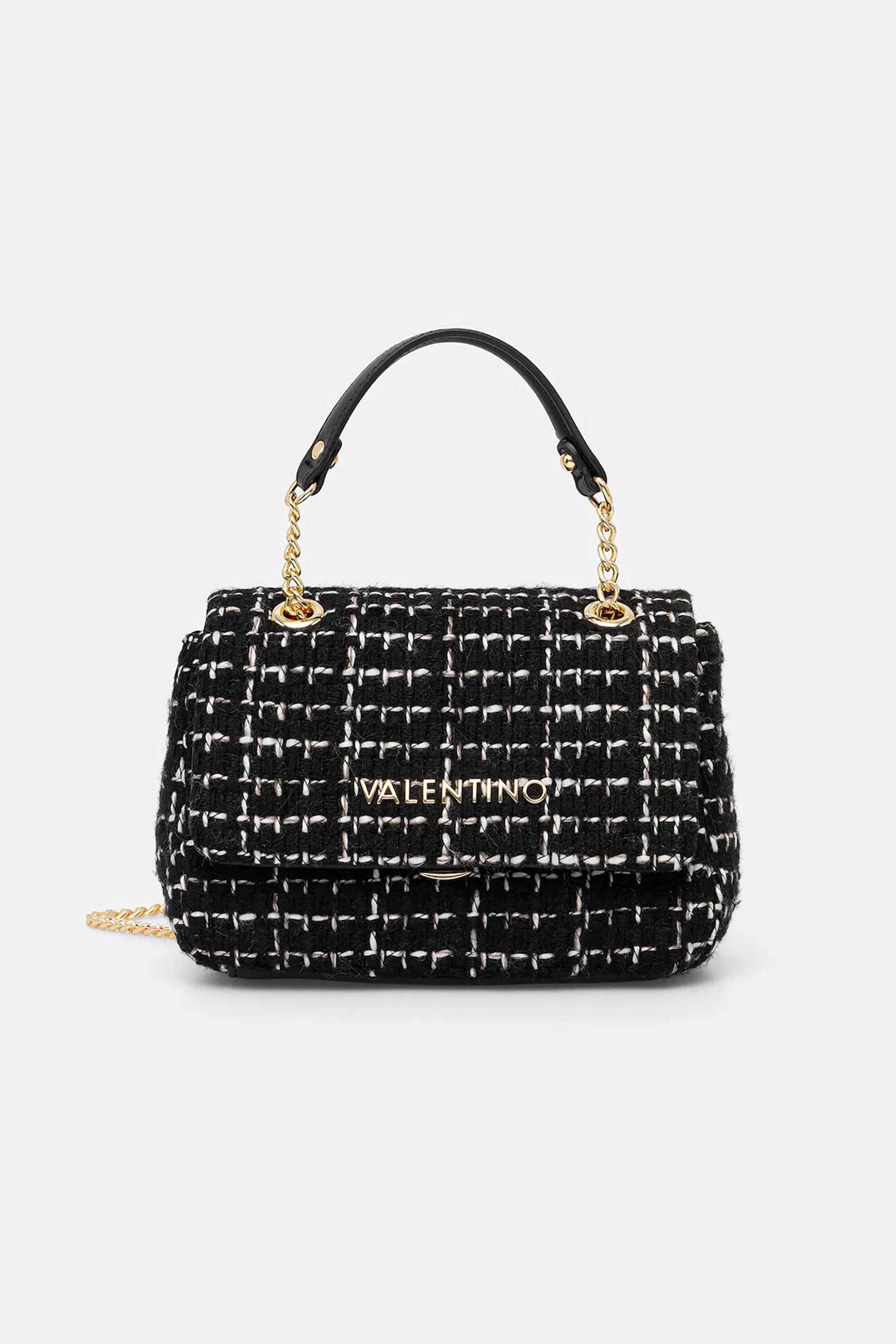 VALENTINO BY MARIO VALENTINO Valentino γυναικεία τσάντα χειρός tweed με αλυσίδα - 46LVBS9JP05/TWE Μαύρο