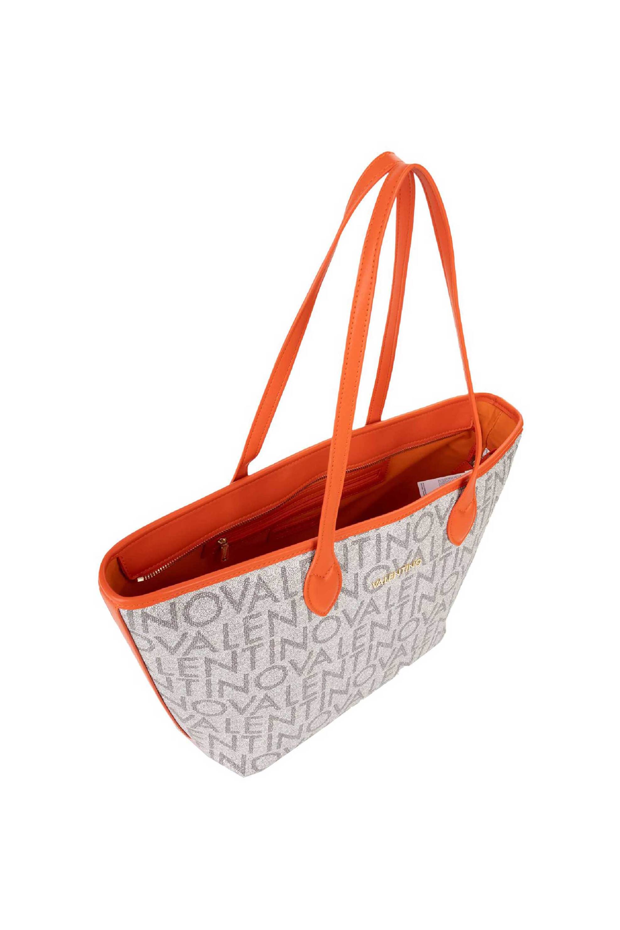 Valentino Γυναικεία Τσάντα Shopper με All-Over Logo - 74Lvbsa1F02 Log Πορτοκαλί