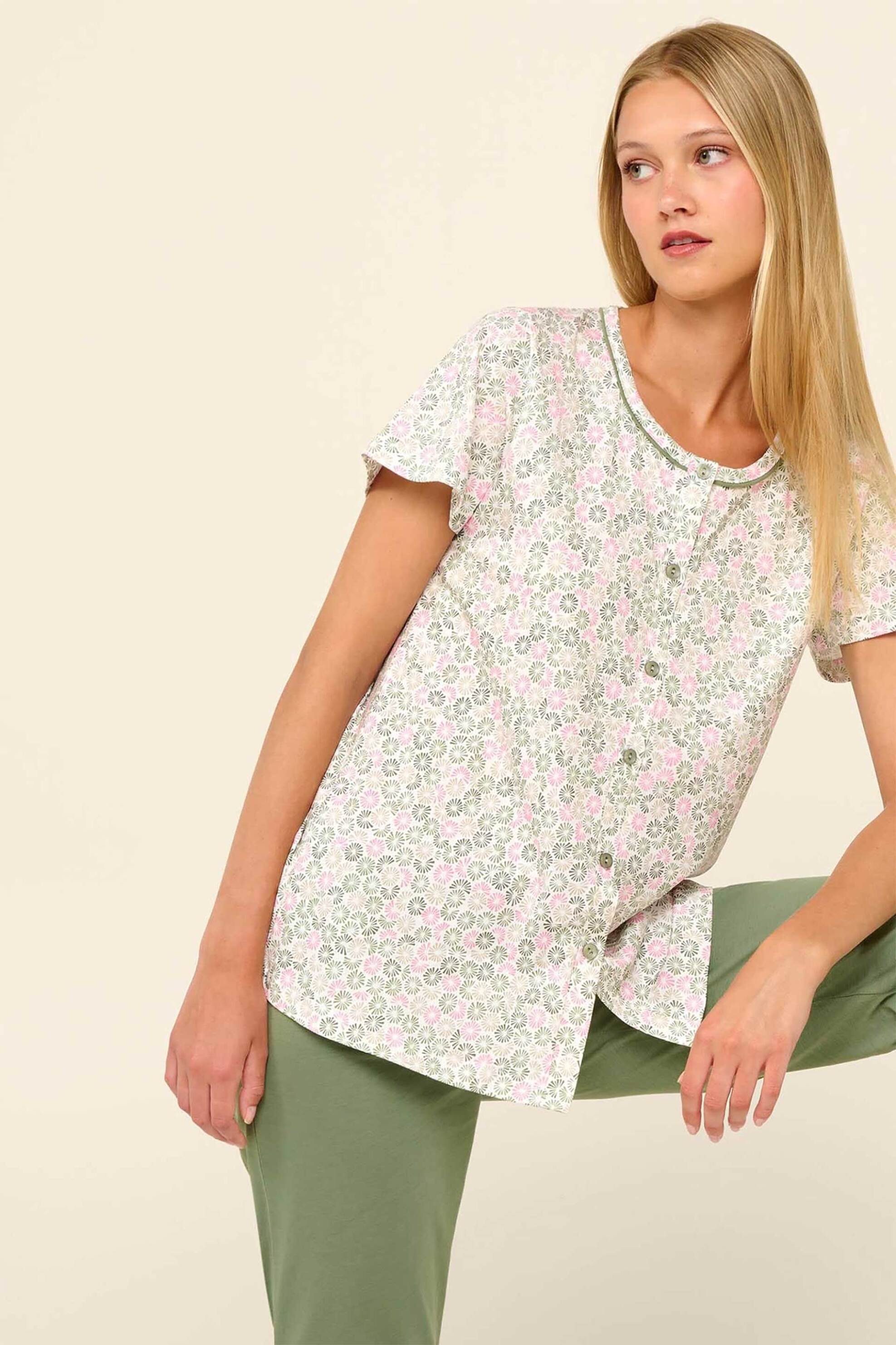 Vamp γυναικεία πιτζάμα βαμβακερή με μακρύ παντελόνι - 22248 Λαδί φωτογραφία