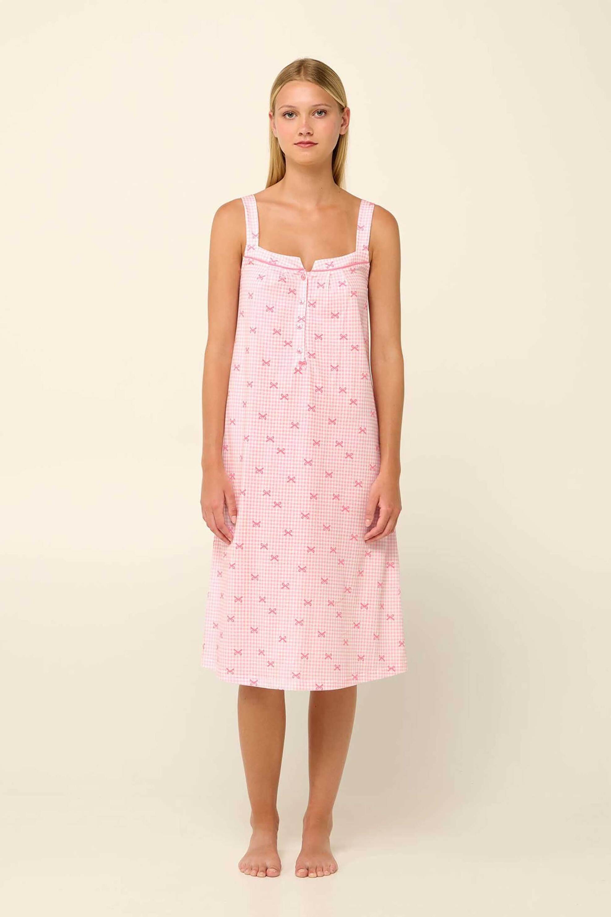 VAMP Vamp γυναικείο νυχτικό βαμβακερό αμάνικο με πατιλέτα - 22267 Ροζ