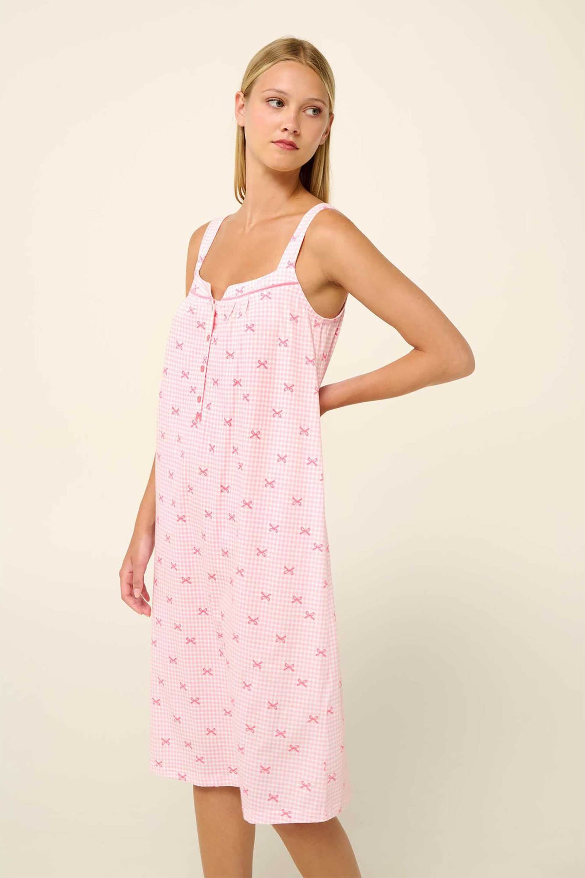 Vamp γυναικείο νυχτικό βαμβακερό αμάνικο με πατιλέτα - 22267 Ροζ φωτογραφία