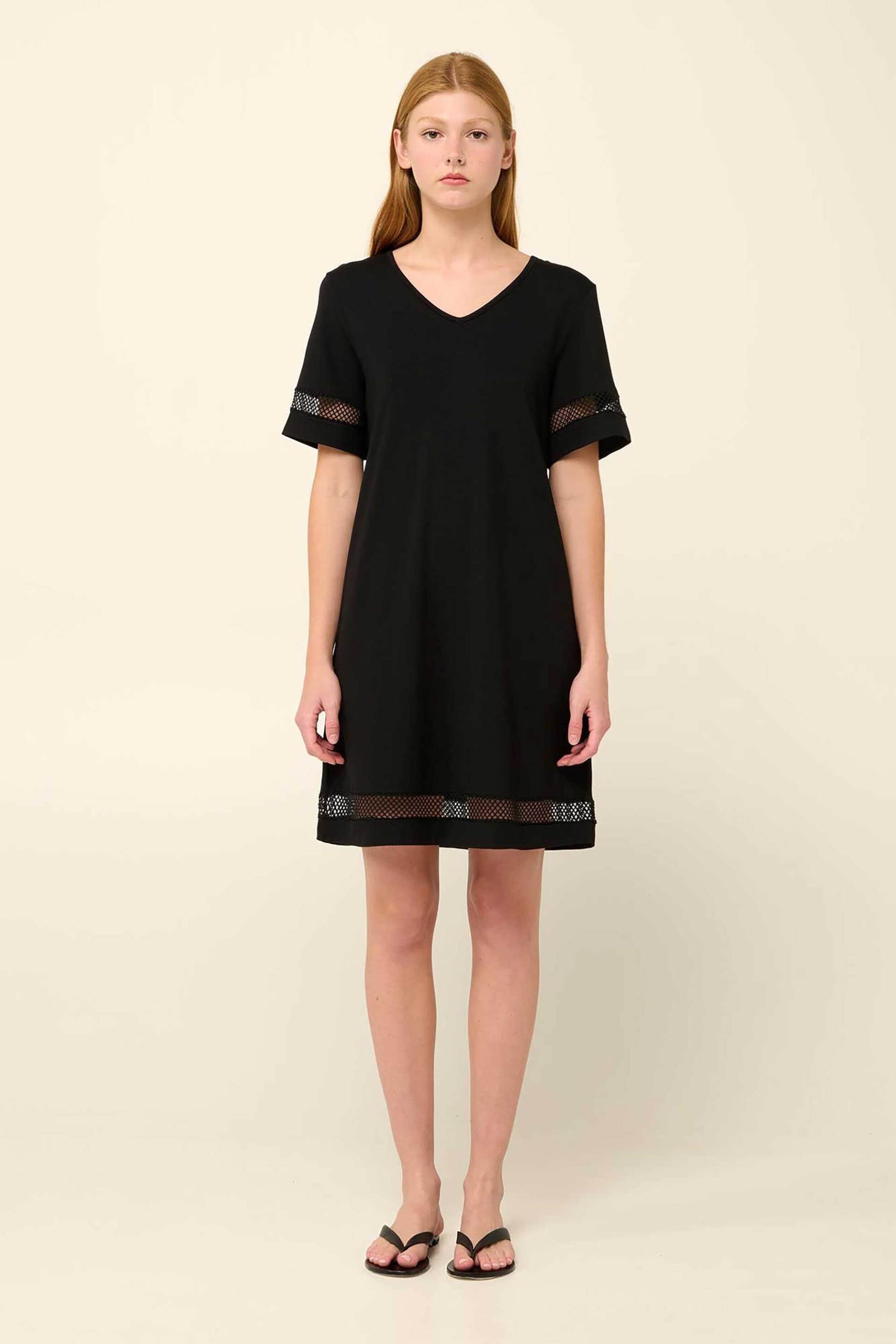  Vamp γυναικείο midi φόρεμα μονόχρωμο από viscose - 22520 Μαύρο 2025