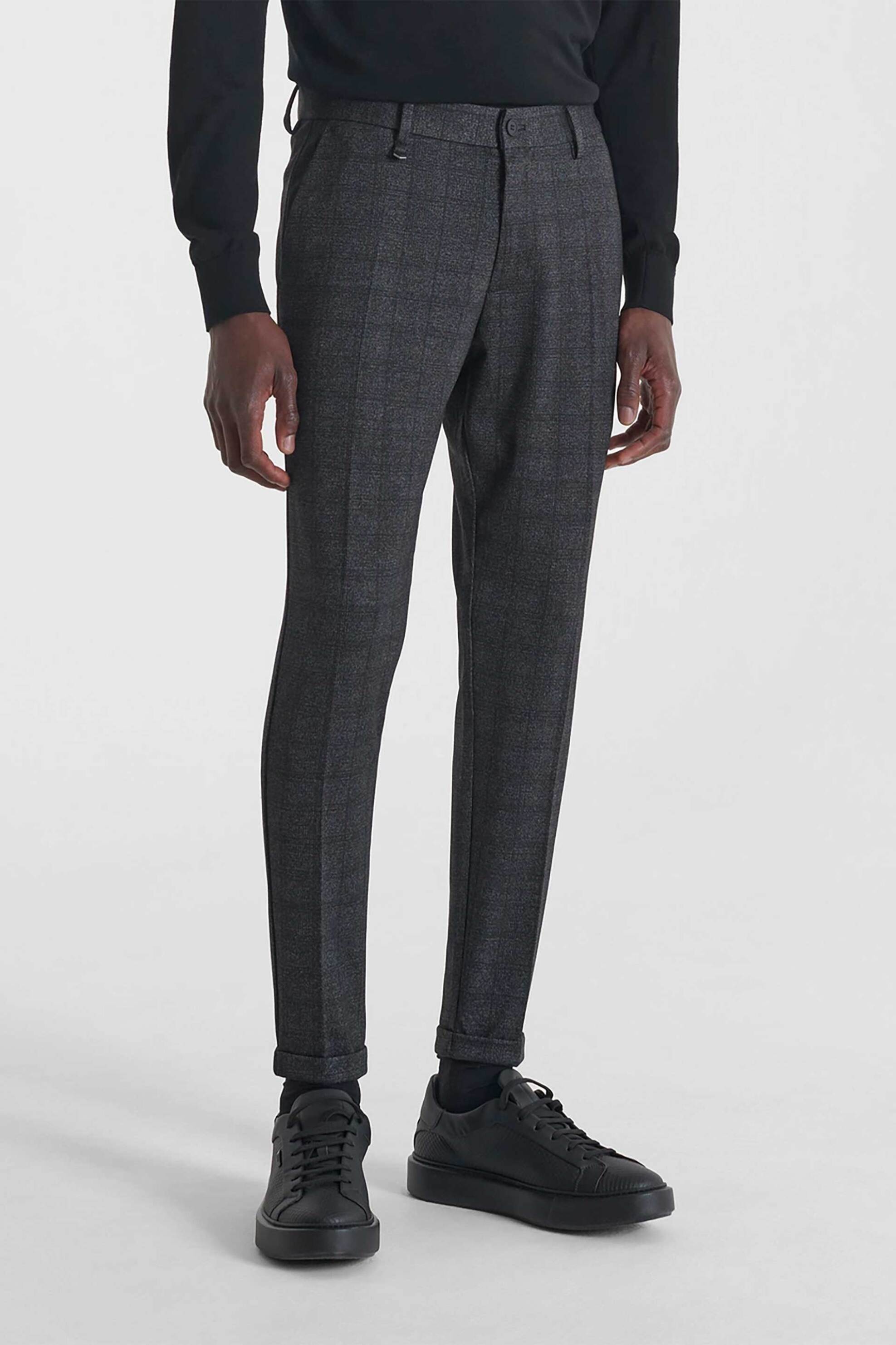 ANTONY MORATO Antony Morato ανδρικό παντελόνι καρό "Ashe" Super Skinny Fit - TS00037FA140288 Μαύρο