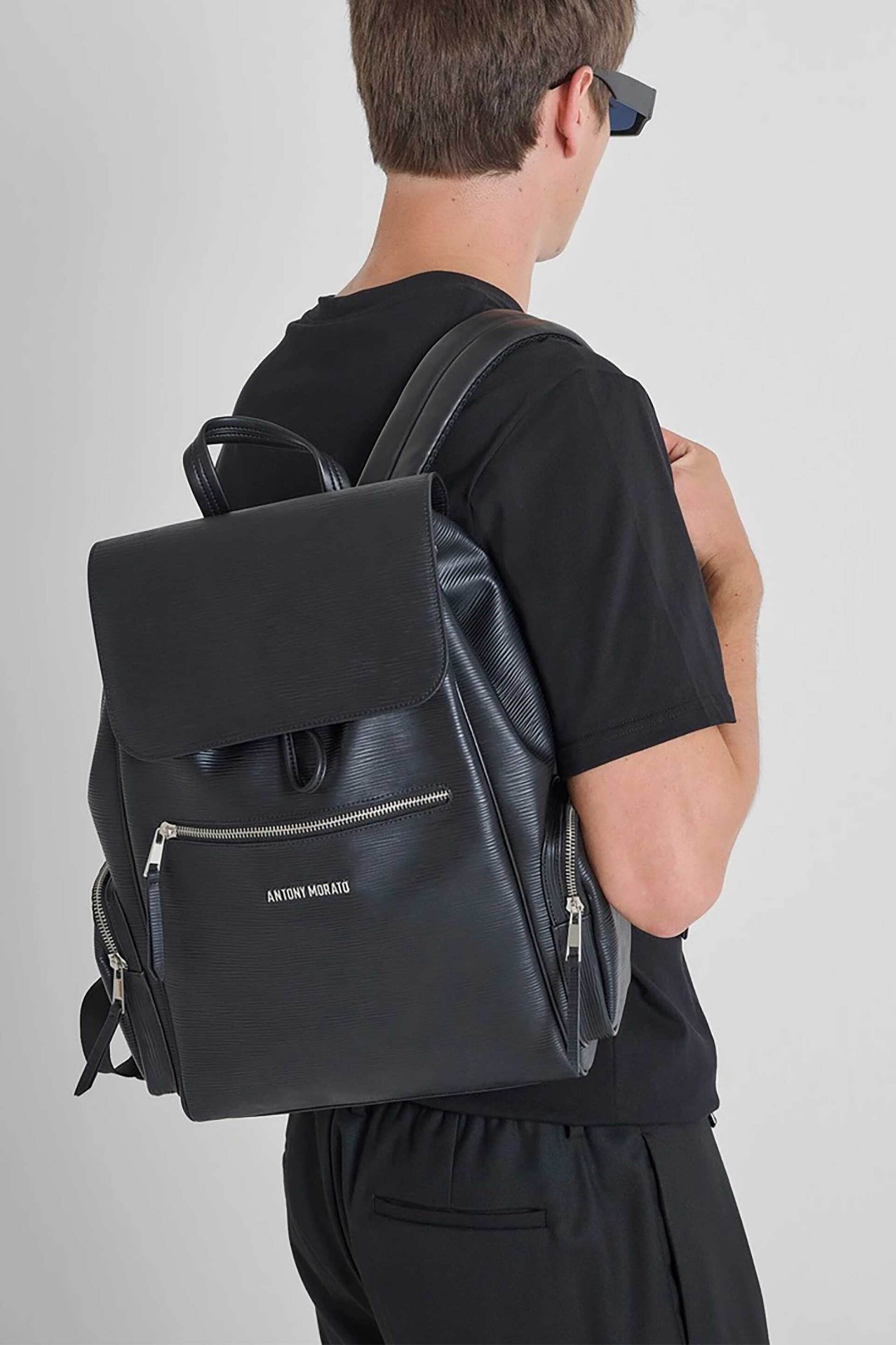 Antony Morato ανδρικό backpack με μεταλλικό λογότυπο - AB00446FA210074 Μαύρο