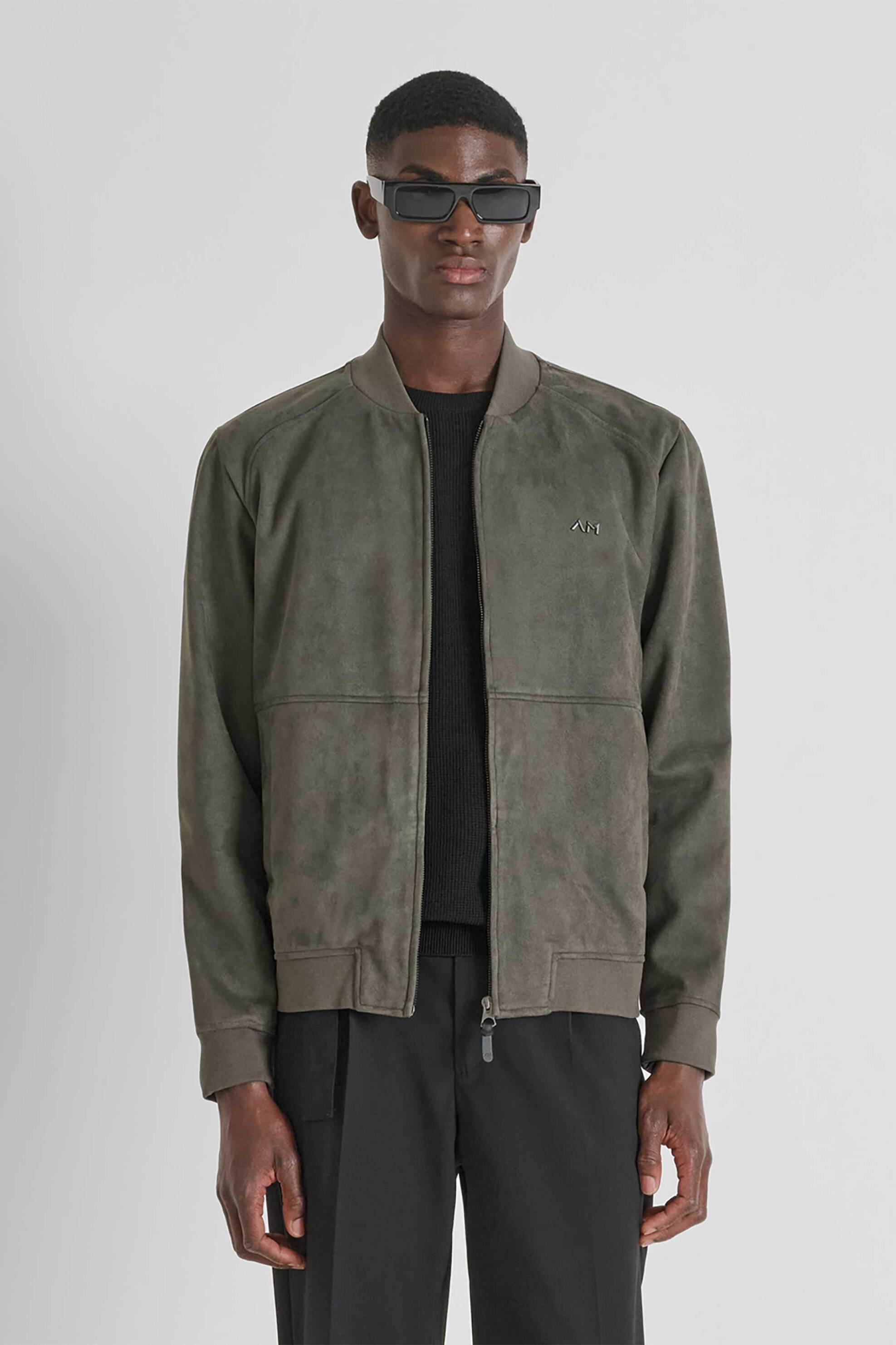 Antony Morato ανδρικό bomber jacket από faux suede Regular Fit - FL01089FA150207 Χακί φωτογραφία