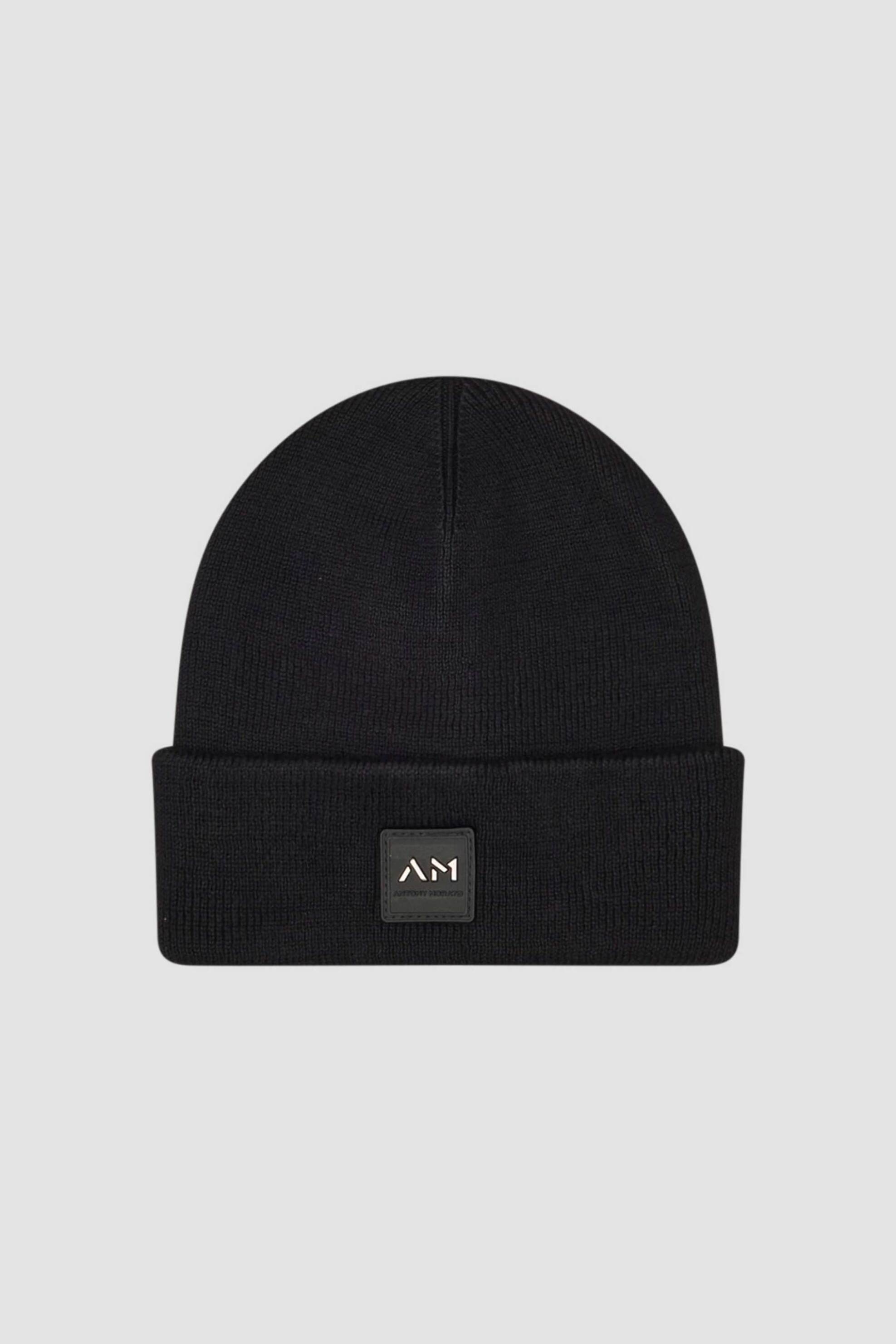 Antony Morato ανδρικός σκούφος ribbed με λογότυπο - HA00369YA100064 Μαύρο