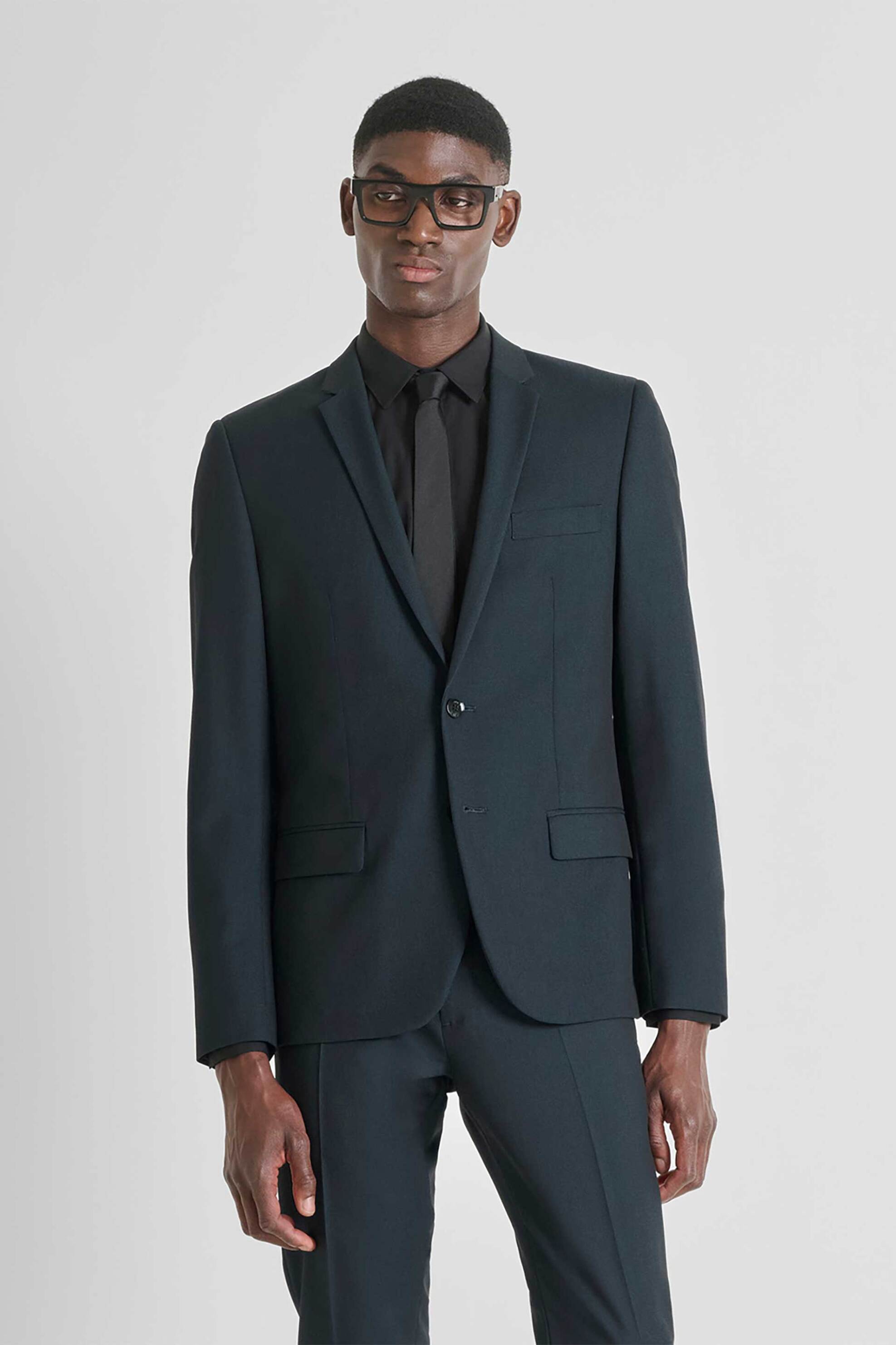 Antony Morato ανδρικό σακάκι μονόχρωμο Slim Fit "Bonnie" - JS00018FA650365 Πετρόλ