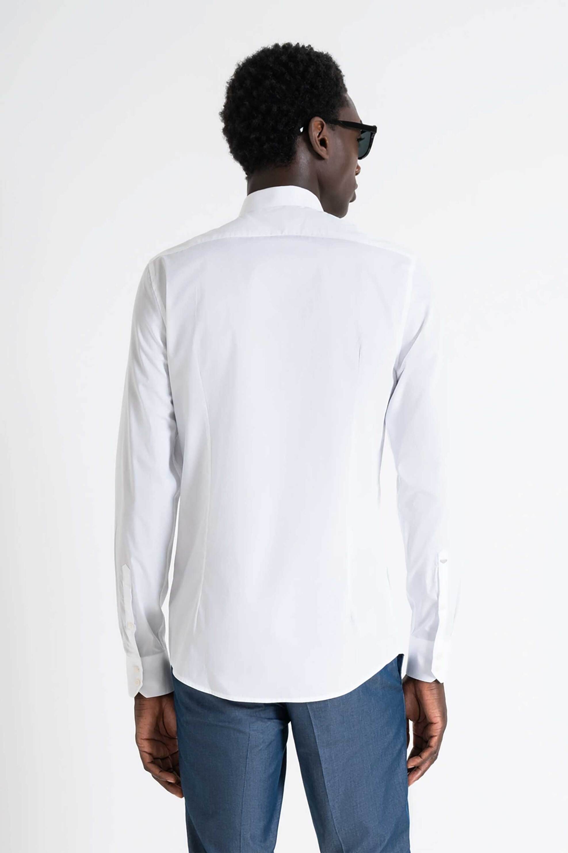 Antony Morato ανδρικό πουκάμισο μονόχρωμο “Νapoli” Slim Fit - SL00628FA400078 Λευκό φωτογραφία