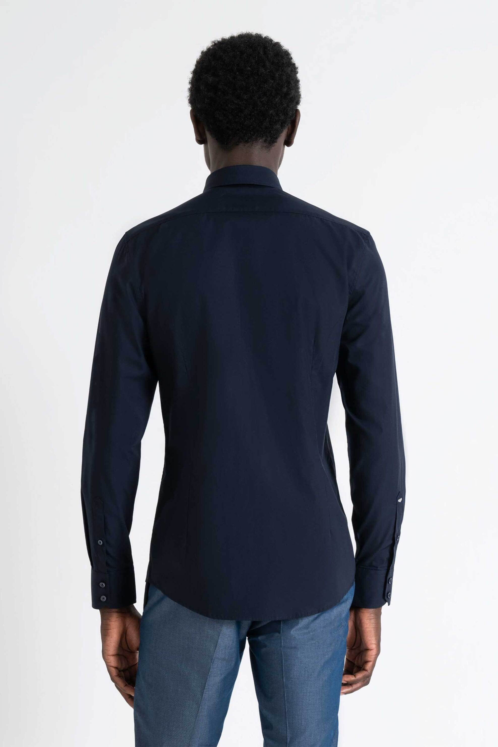 Antony Morato Ανδρικό Πουκάμισο Μονόχρωμο Slim Fit Νapoli - Sl00628Fa400078 Μπλε Σκούρο