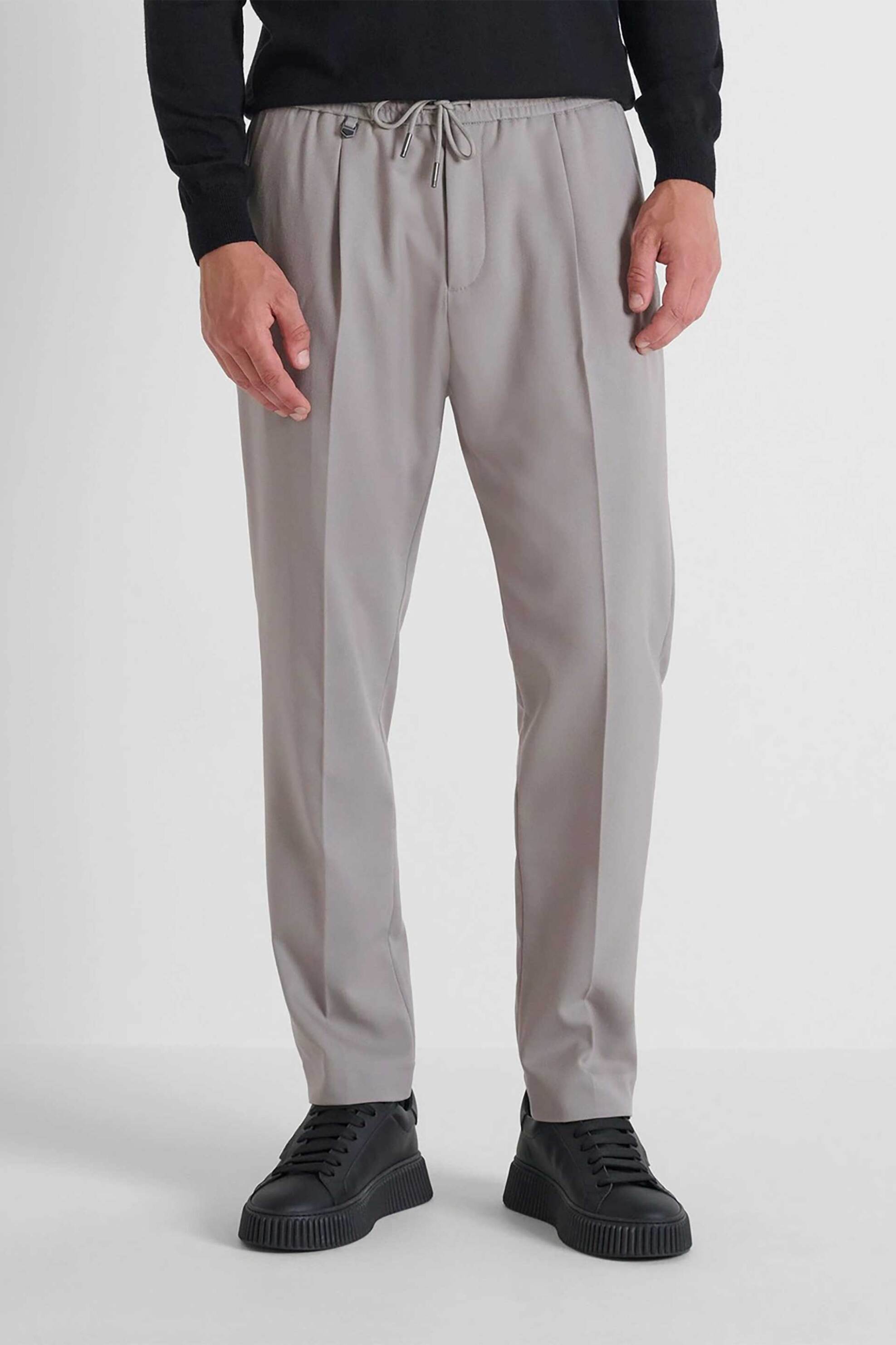 Antony Morato ανδρικό παντελόνι μονόχρωμο με ελαστική μέση "Neil" Regular Fit - TR00748FA600260 Γκρι