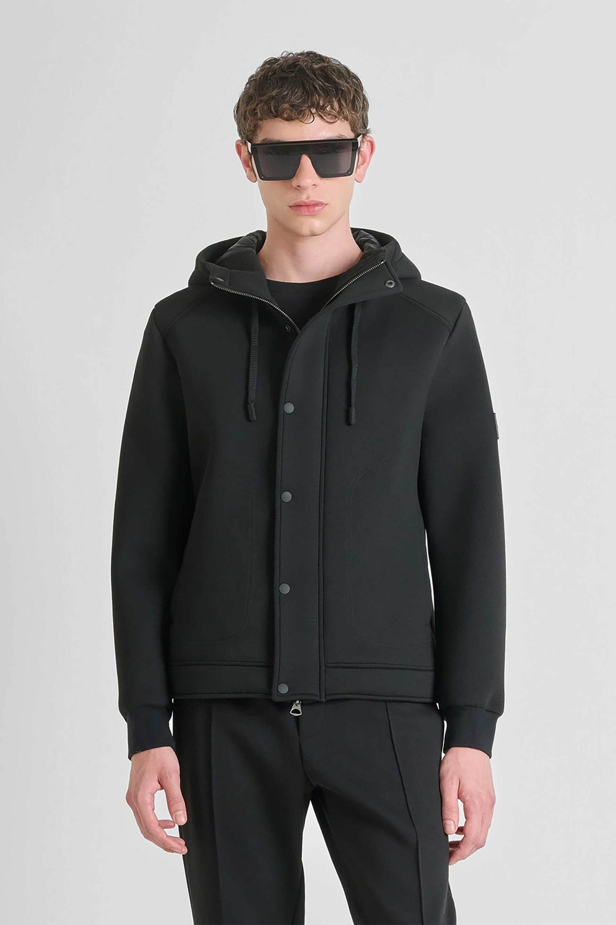 ANTONY MORATO Antony Morato ανδρικό jacket με κουκούλα και logo patch - CO00952FA150172 Μαύρο