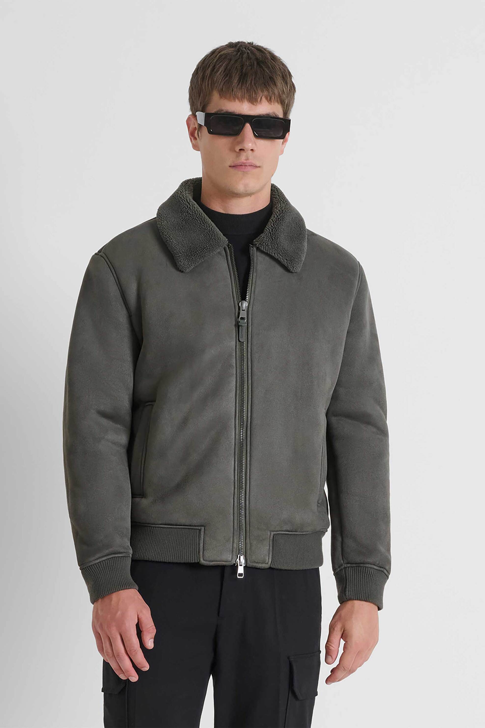 ANTONY MORATO Antony Morato ανδρικό bomber jacket με suede όψη Regular Fit - CO00934FA210093 Χακί