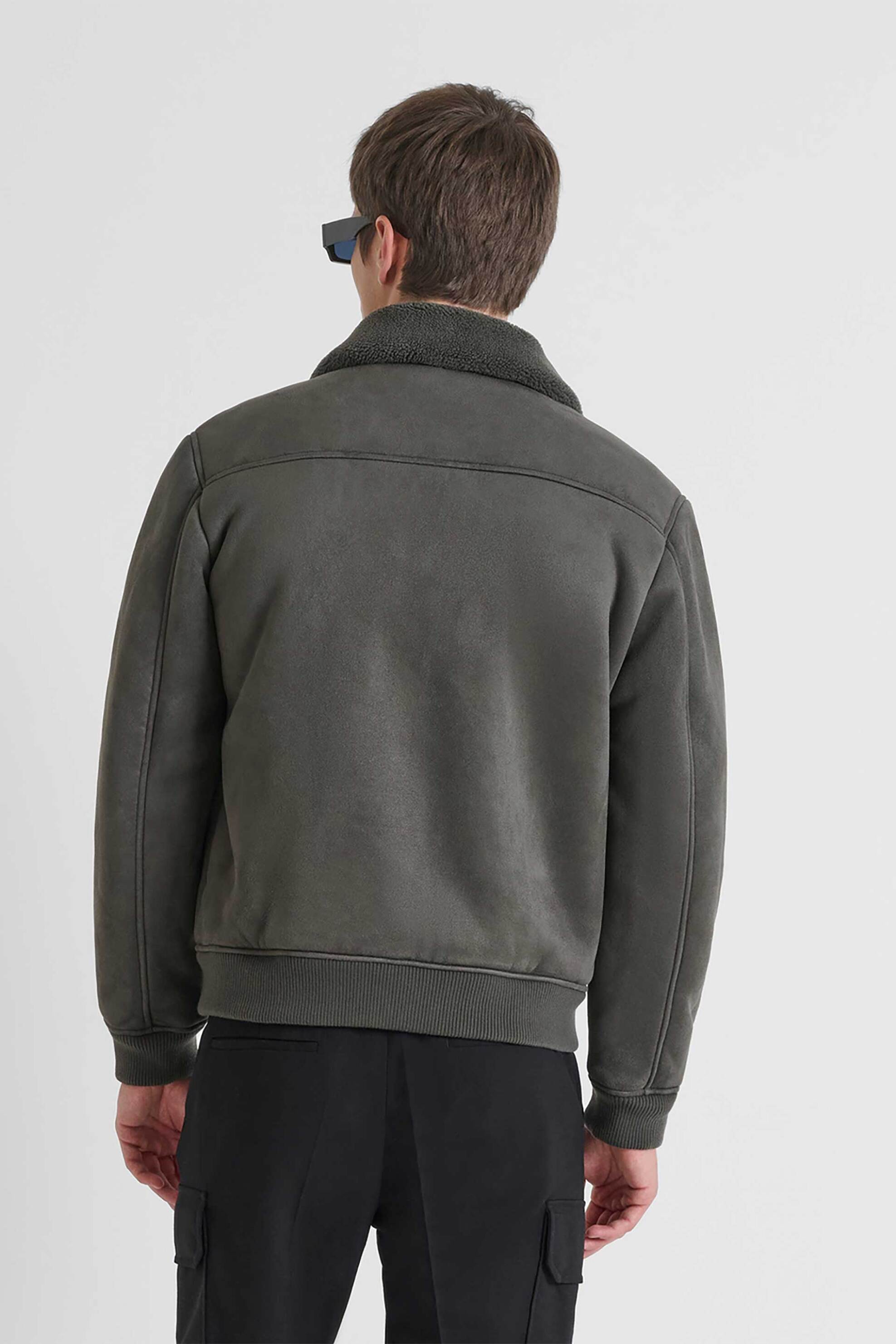 Antony Morato ανδρικό bomber jacket με suede όψη Regular Fit - CO00934FA210093 Χακί φωτογραφία