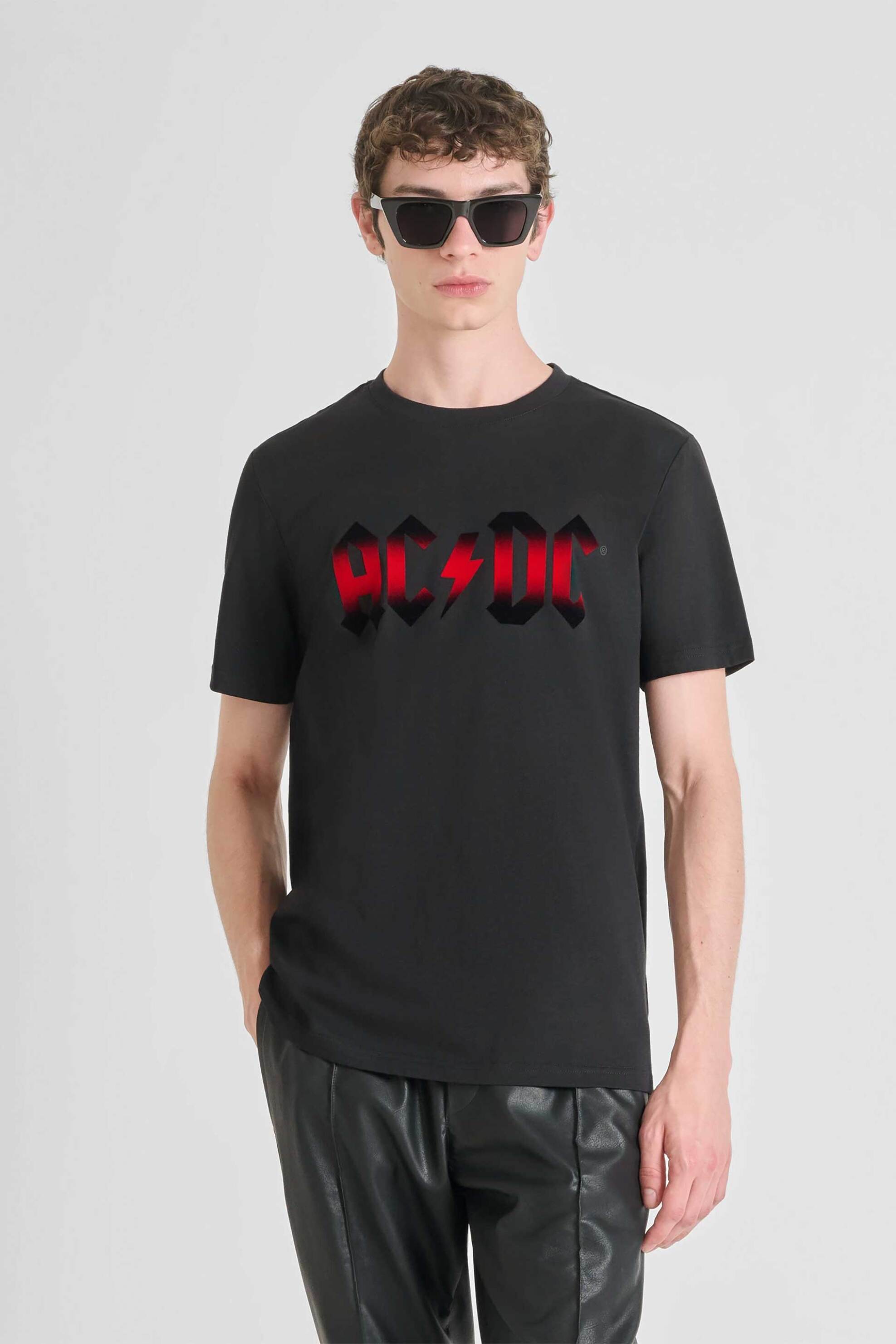 Antony Morato ανδρικό T-shirt με ACDC print Regular Fit - KS02570FA100240 Μαύρο
