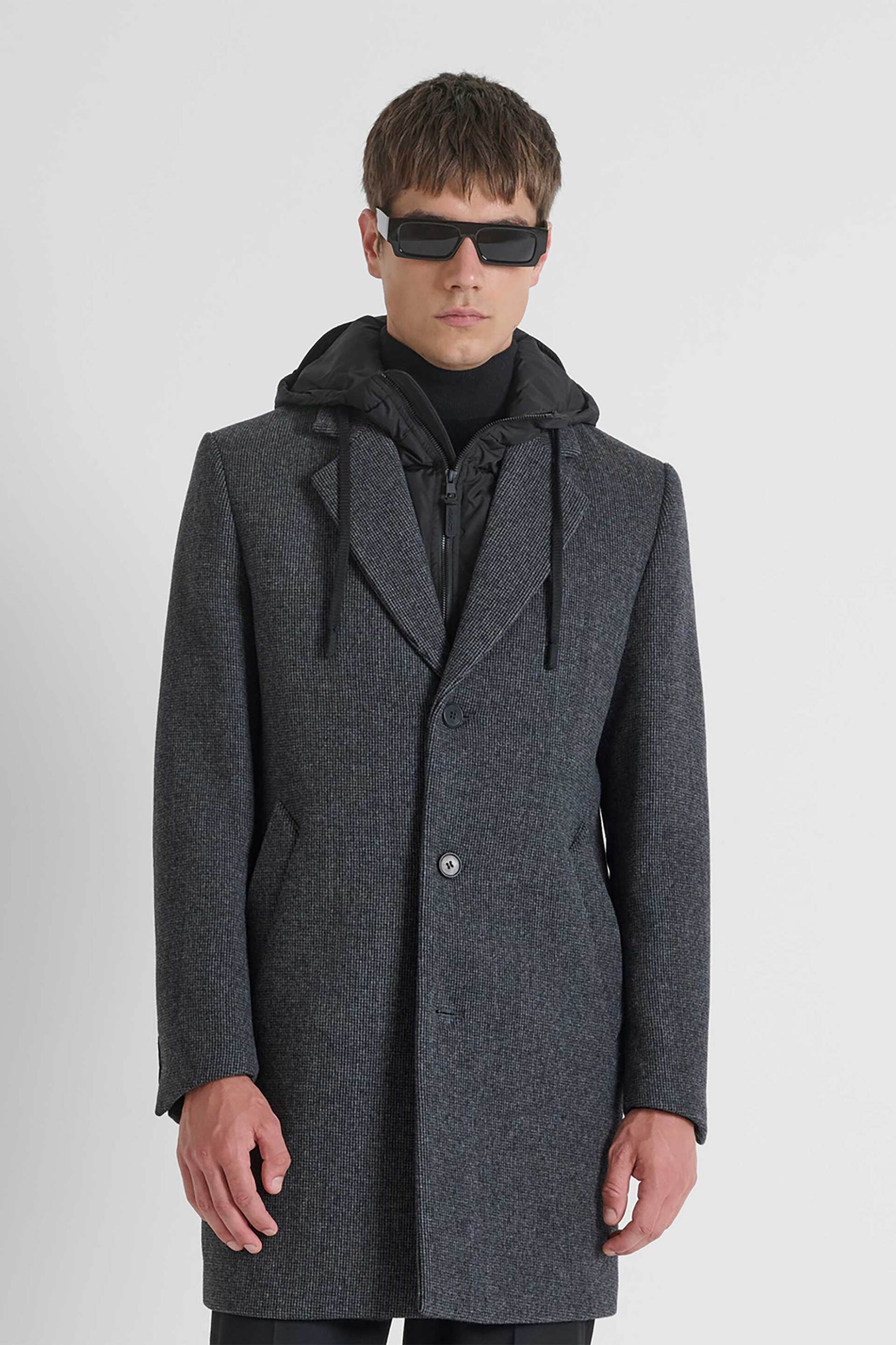 Antony Morato ανδρικό παλτό με αφαιρούμενη επένδυση Regular Fit - CO00902FA550121 Ανθρακί