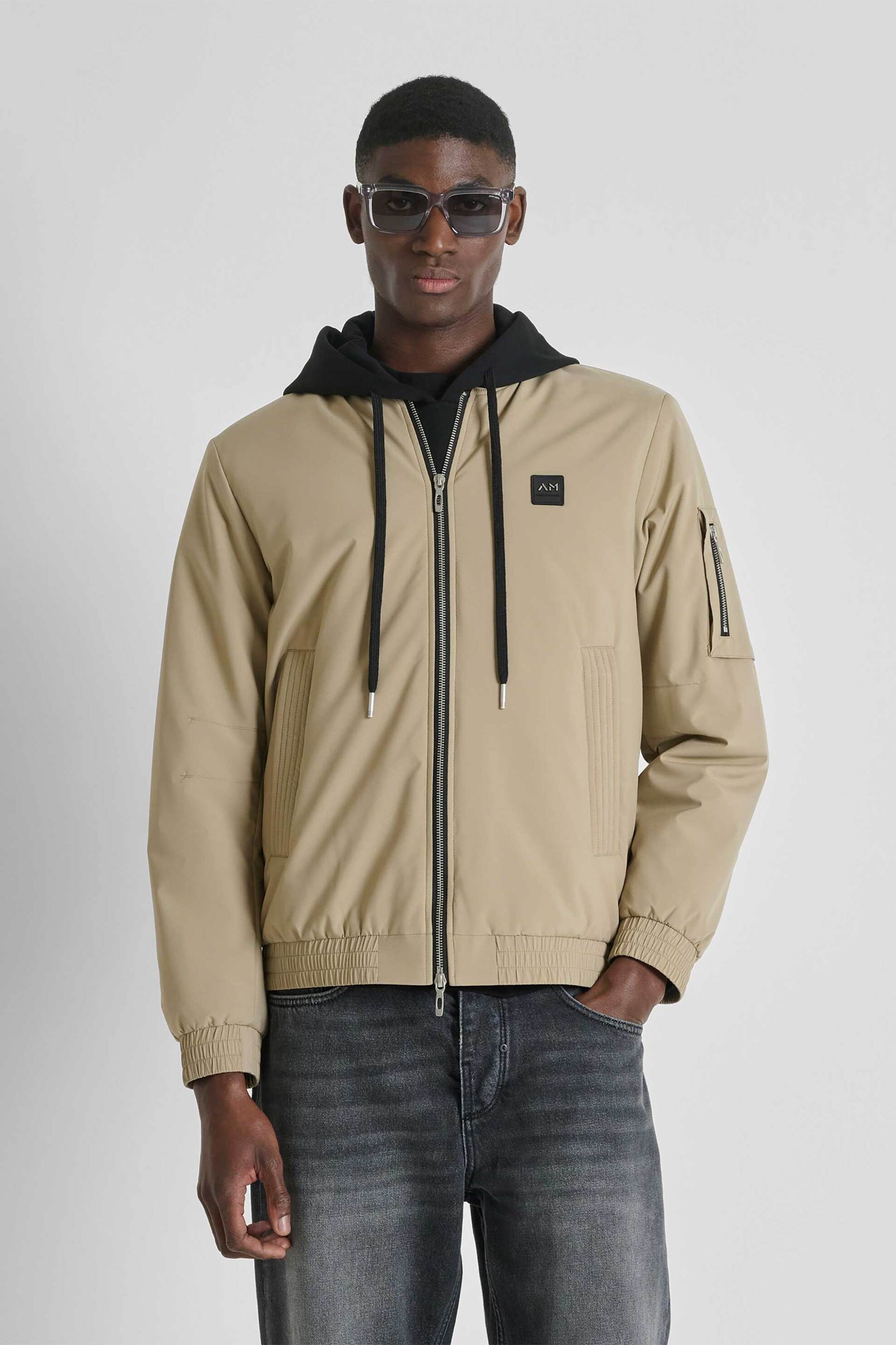 Antony Morato ανδρικό bomber jacket με logo patch Regular Fit - CO00972600309 Μπεζ