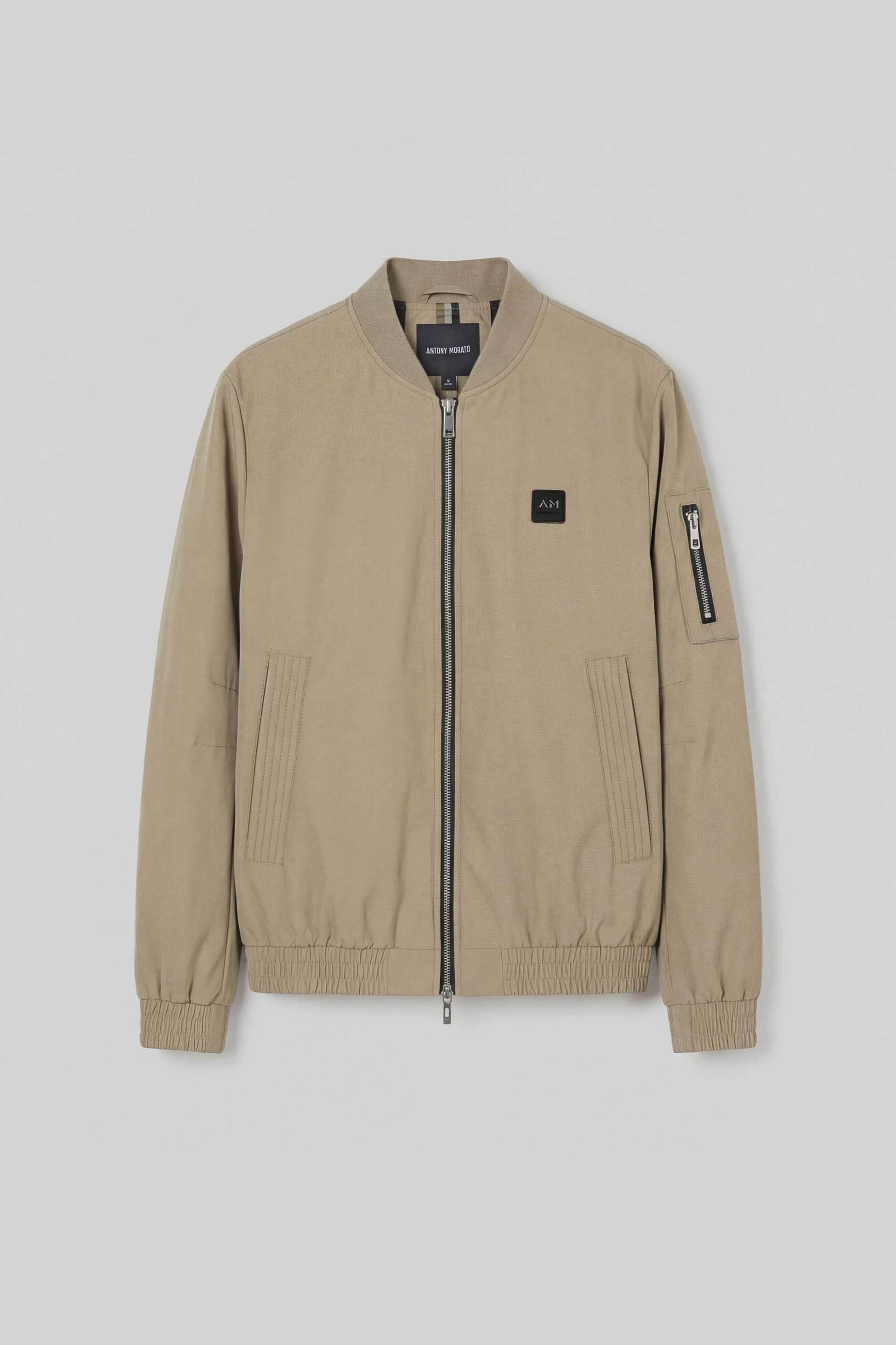 Antony Morato ανδρικό bomber jacket με logo patch Regular Fit - CO00972600309 Μπεζ φωτογραφία