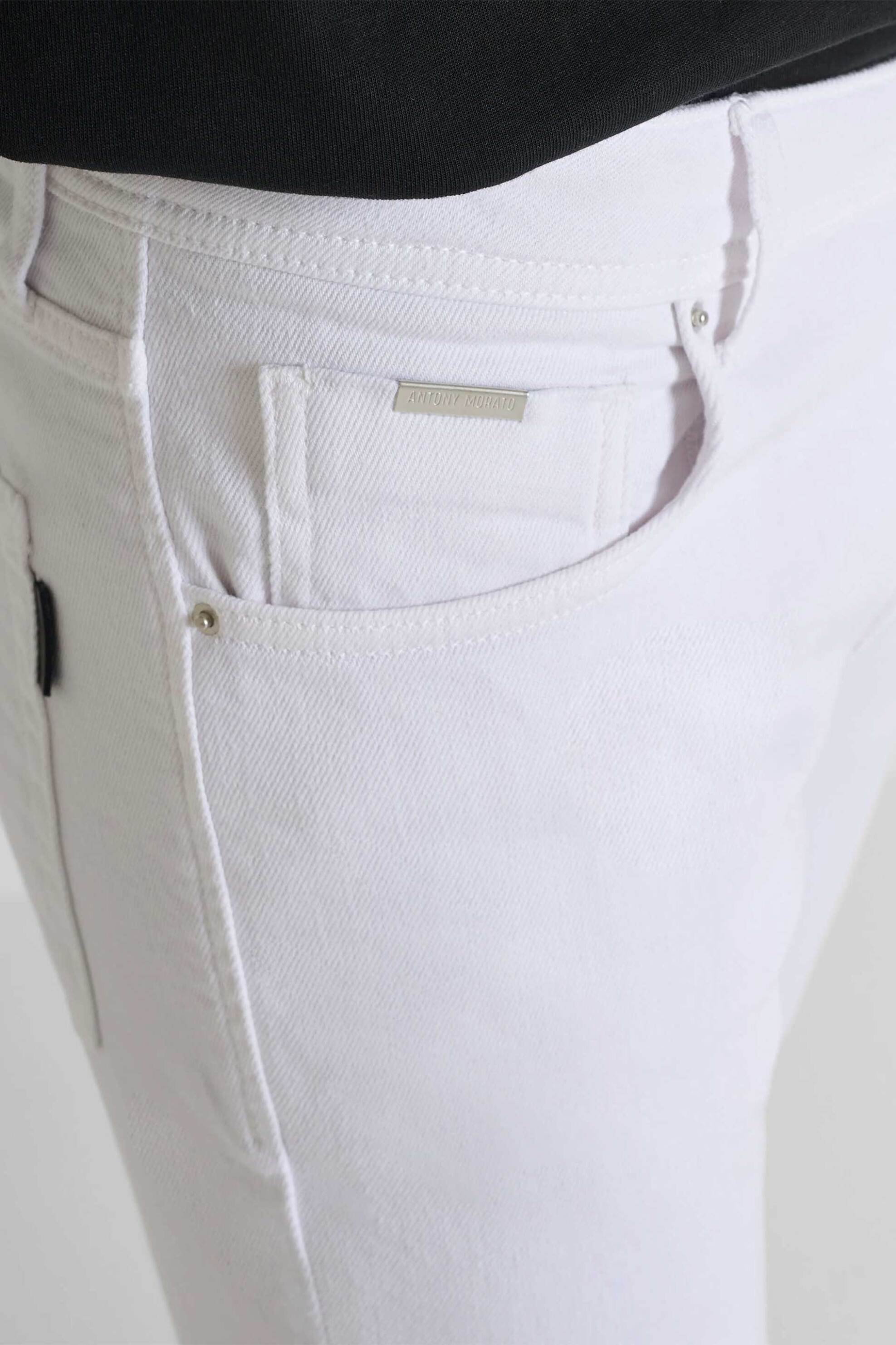 Antony Morato Ανδρικό Τζιν Παντελόνι Πεντάτσεπο Tapered Fit Ozzy - Dt24180150W2055 Υπόλευκο