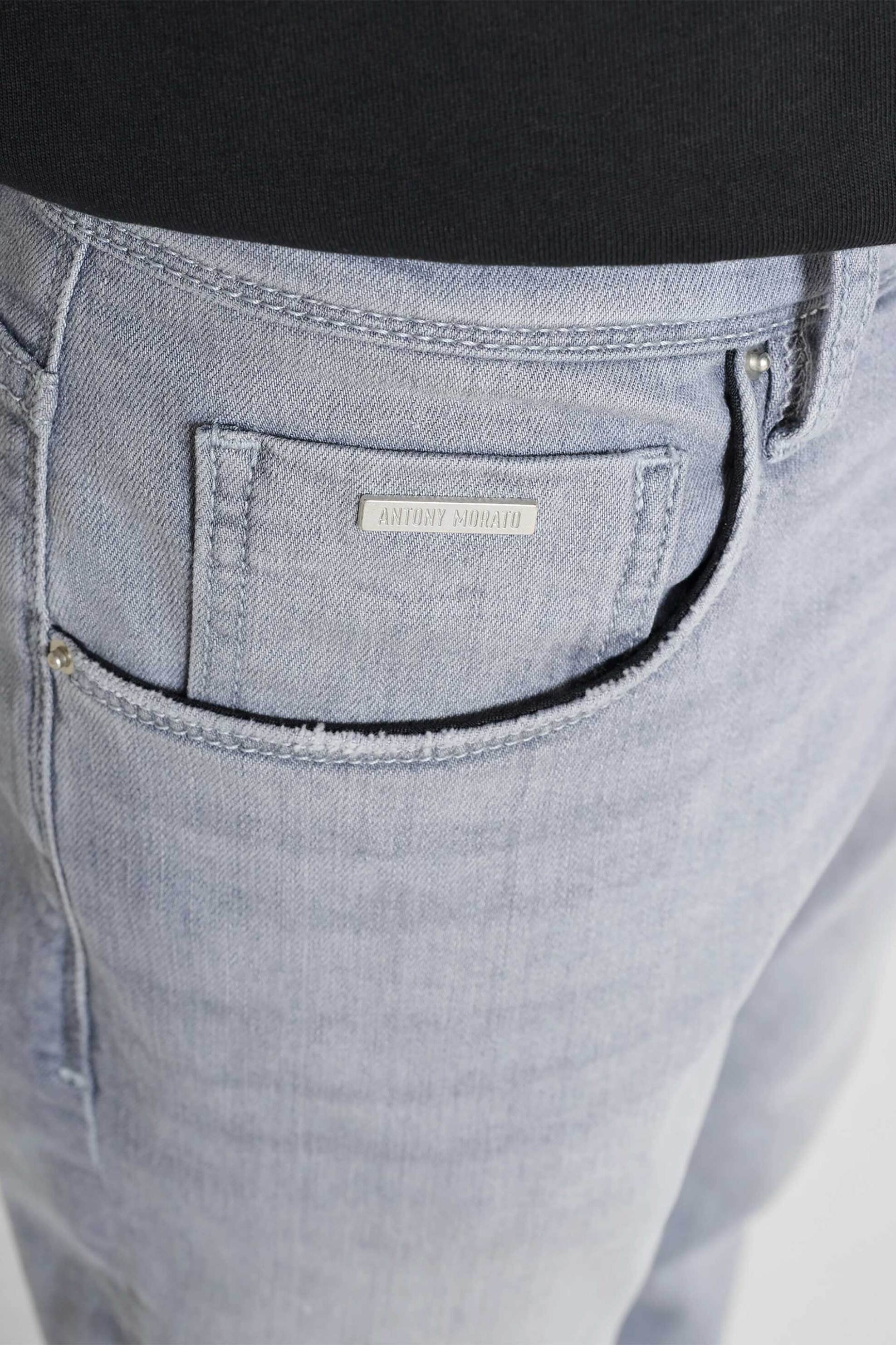 Antony Morato Ανδρικό Τζιν Παντελόνι Πεντάτσεπο Slim Fit Argon - Dt26475640W2220 Γκρι Ανοιχτό