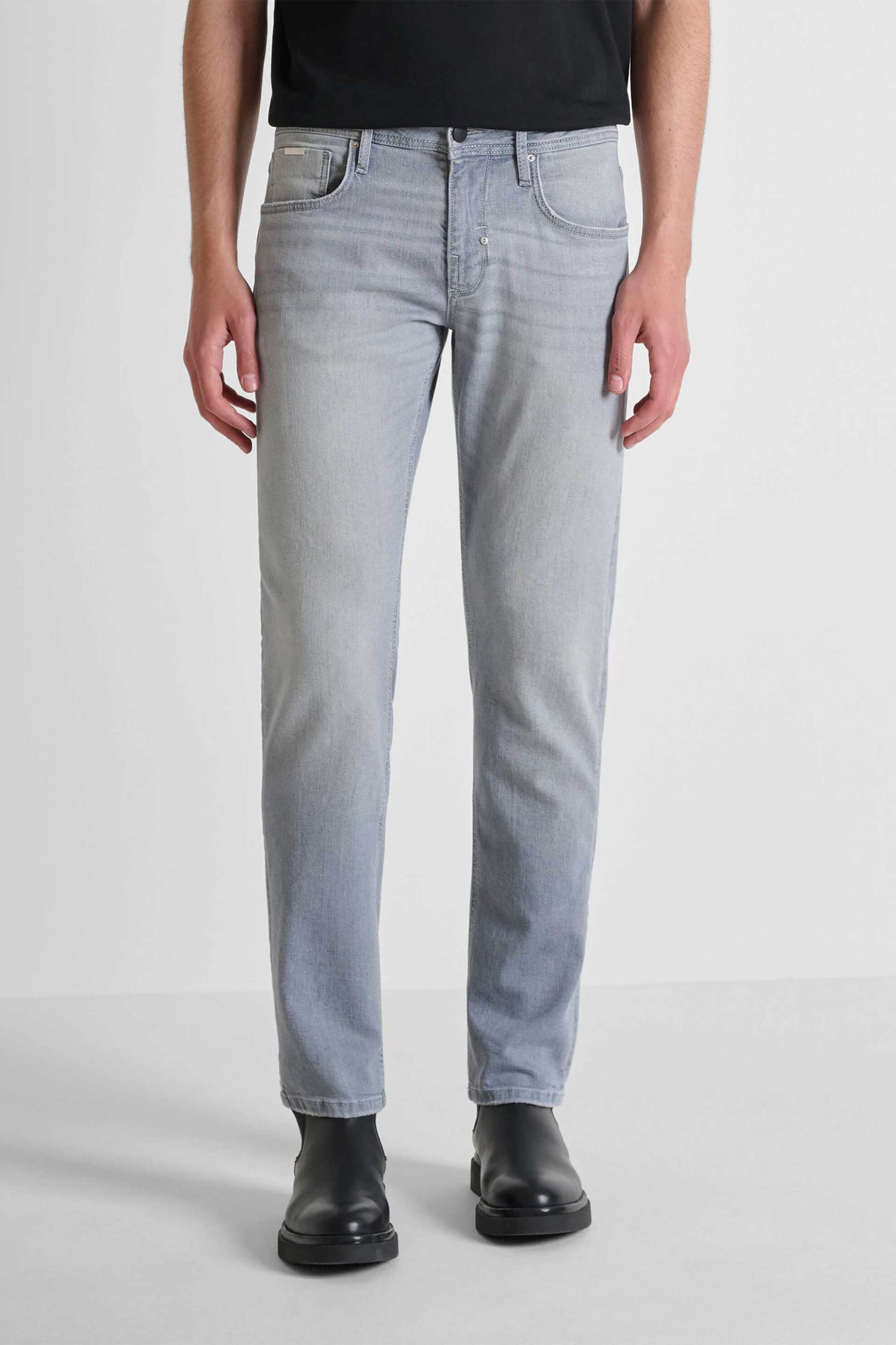 Antony Morato ανδρικό τζιν παντελόνι πεντάτσεπο Comfort Tapered Fit "Kurt" - DT28275640W2223 Γκρι Ανοιχτό