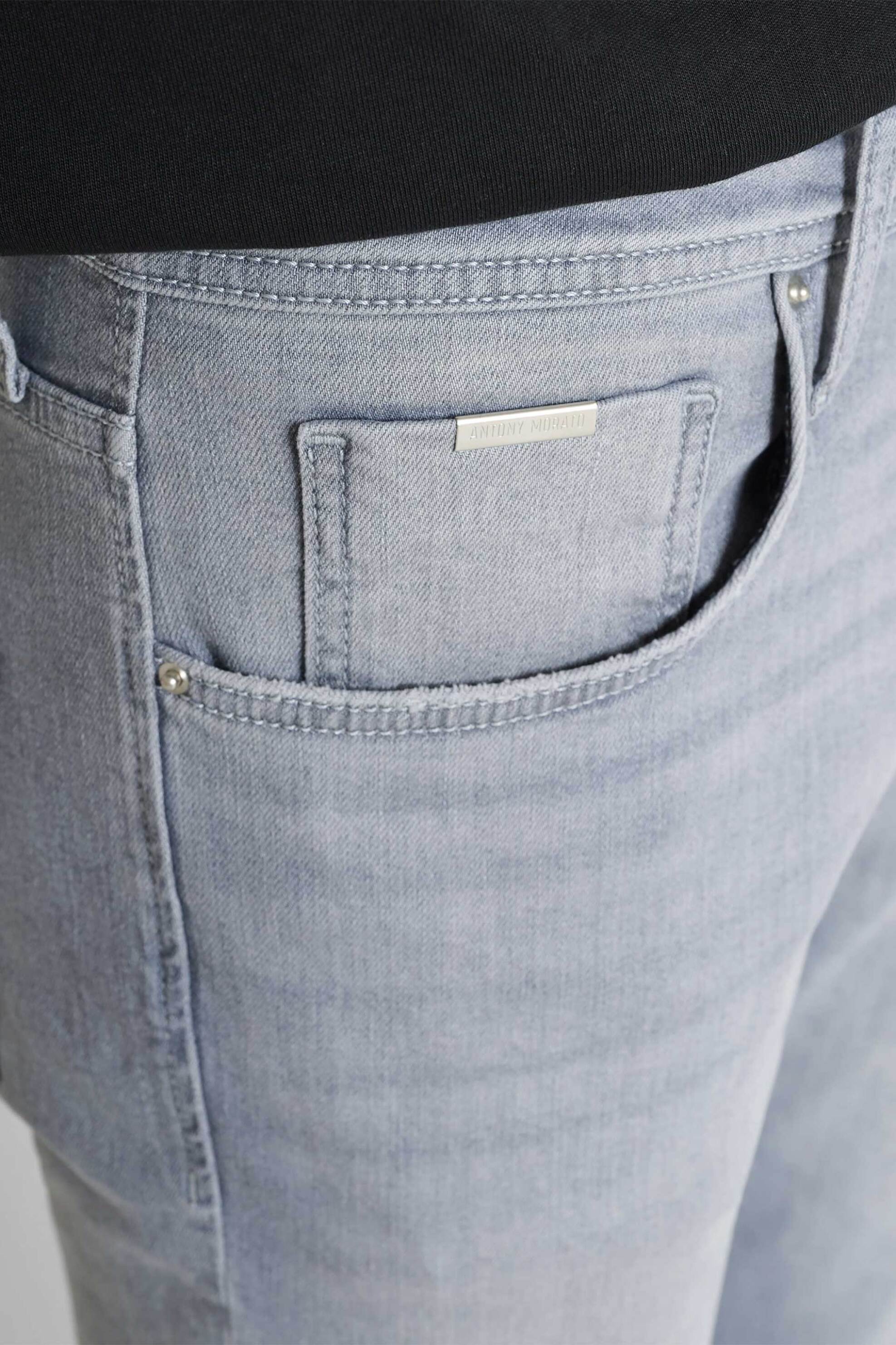 Antony Morato Ανδρικό Τζιν Παντελόνι Πεντάτσεπο Comfort Tapered Fit Kurt - Dt28275640W2223 Γκρι Ανοιχτό