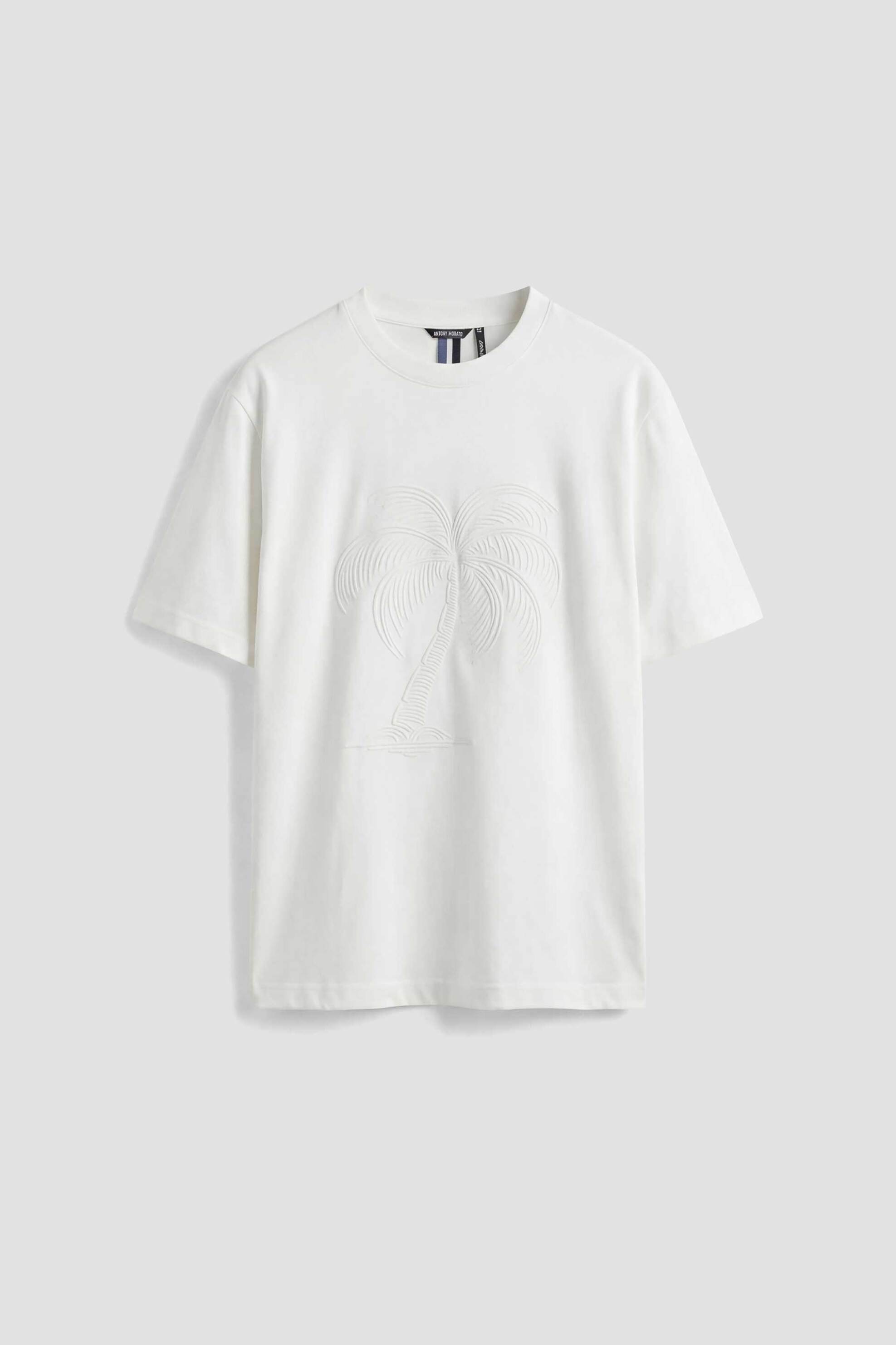 Antony Morato ανδρικό T-shirt με ανάγλυφο print Regular Fit - KS02635FA100240 Υπόλευκο