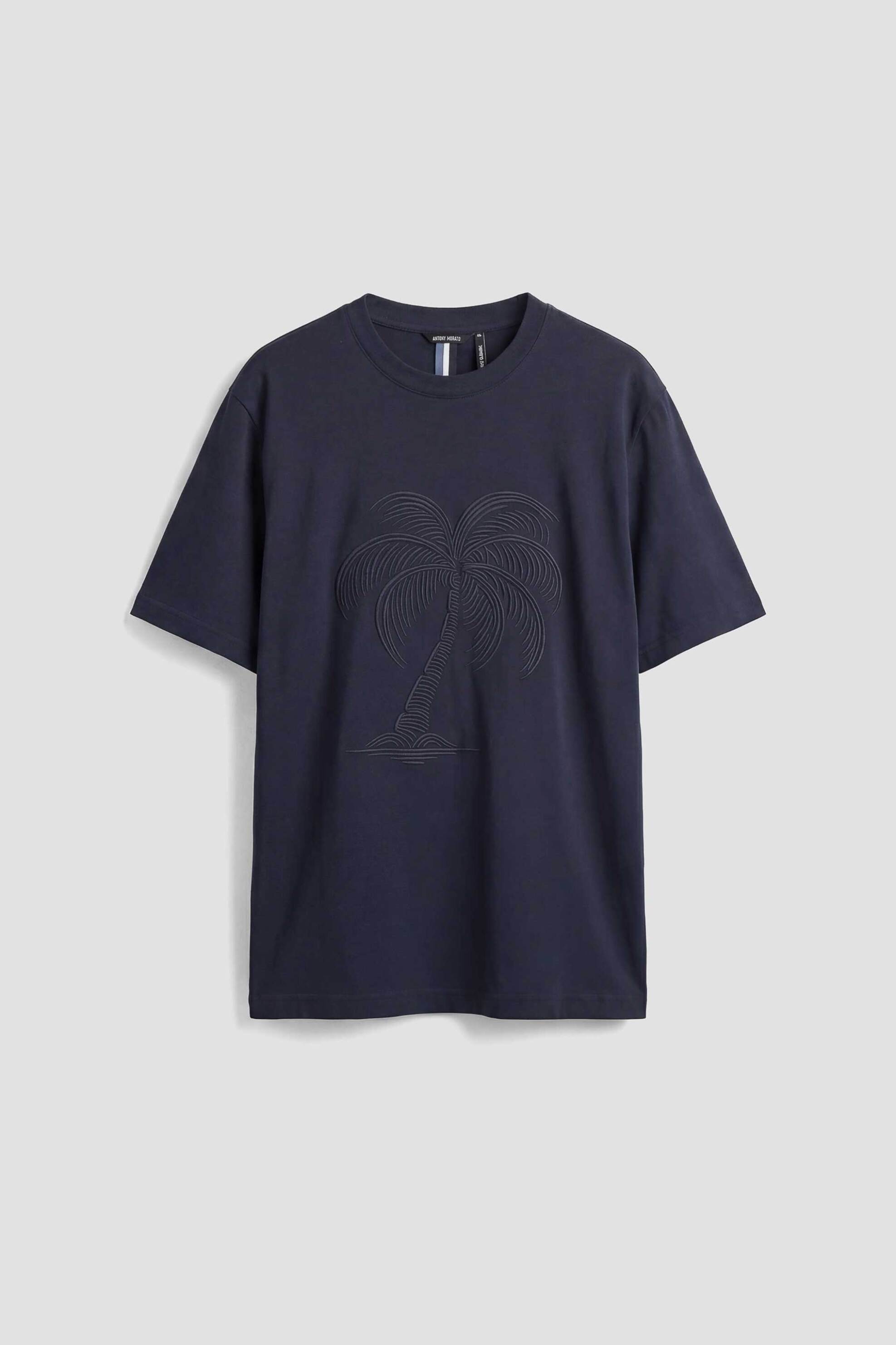 Antony Morato ανδρικό T-shirt με ανάγλυφο print Regular Fit - KS02635FA100240 Μπλε Σκούρο