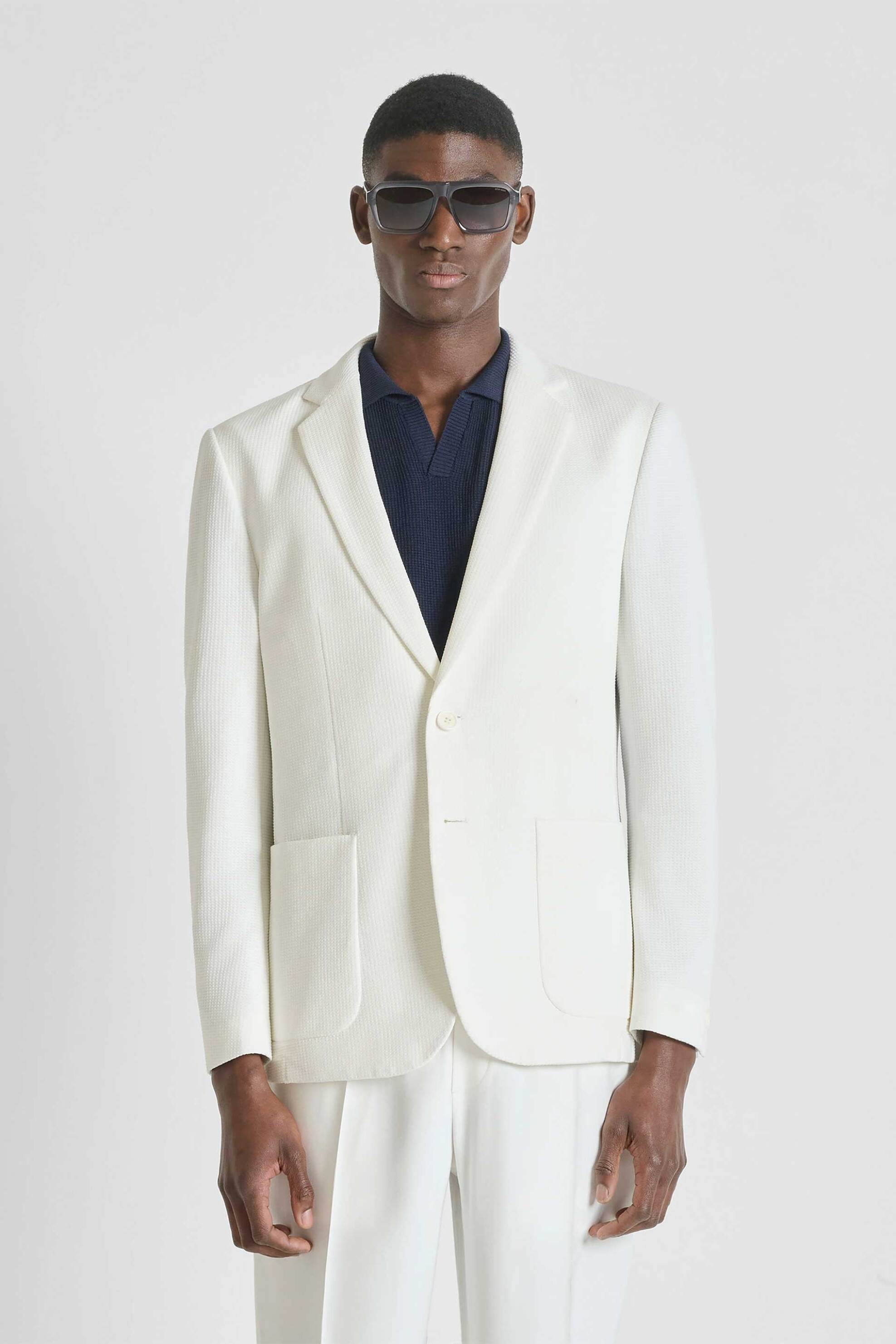 Antony Morato ανδρικό σακάκι textured Regular Fit "Raya" - JA00498FA150231 Υπόλευκο
