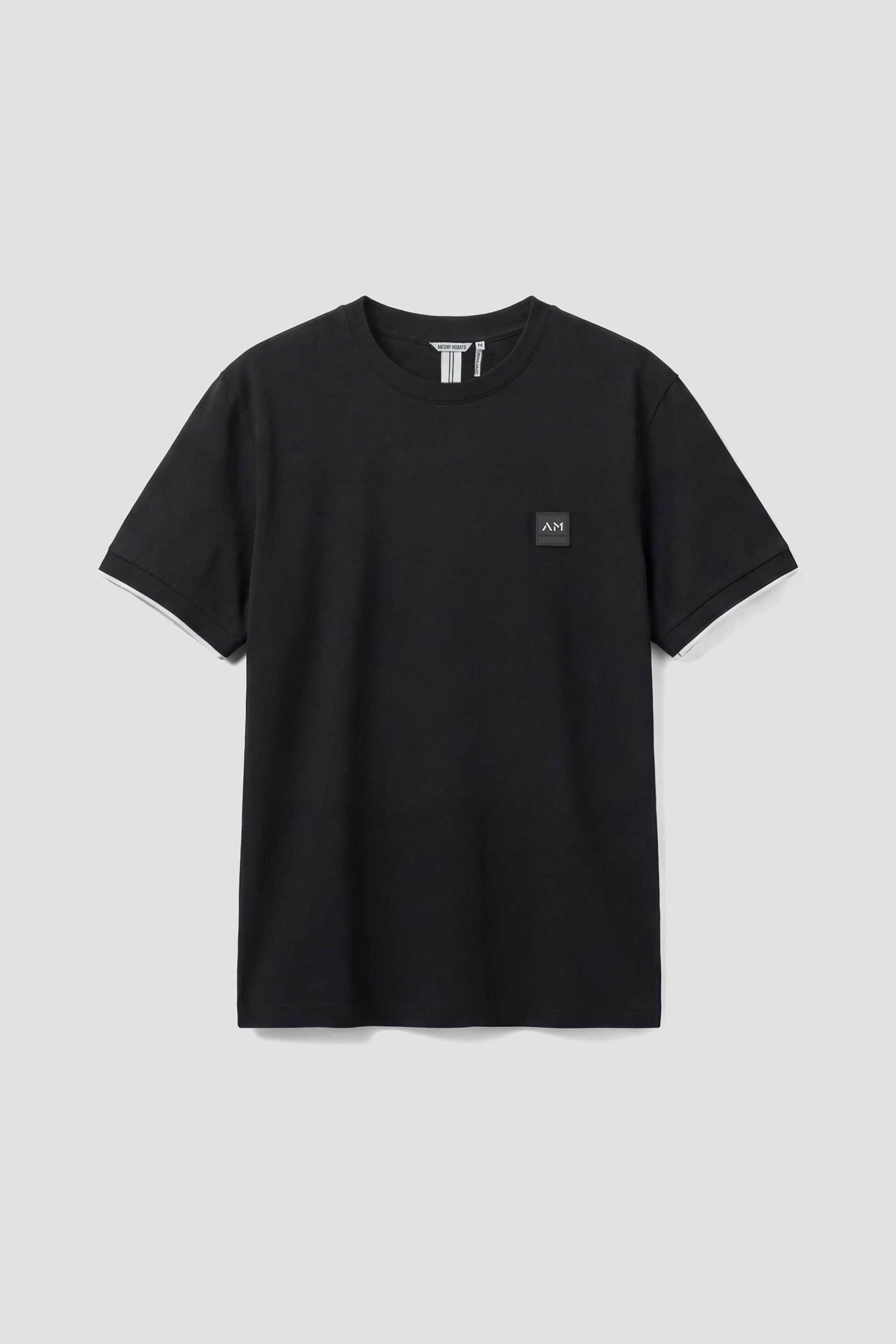 Antony Morato Ανδρικό T-Shirt με Logo Patch Regular Fit - Ks02641Fa100240 Μαύρο