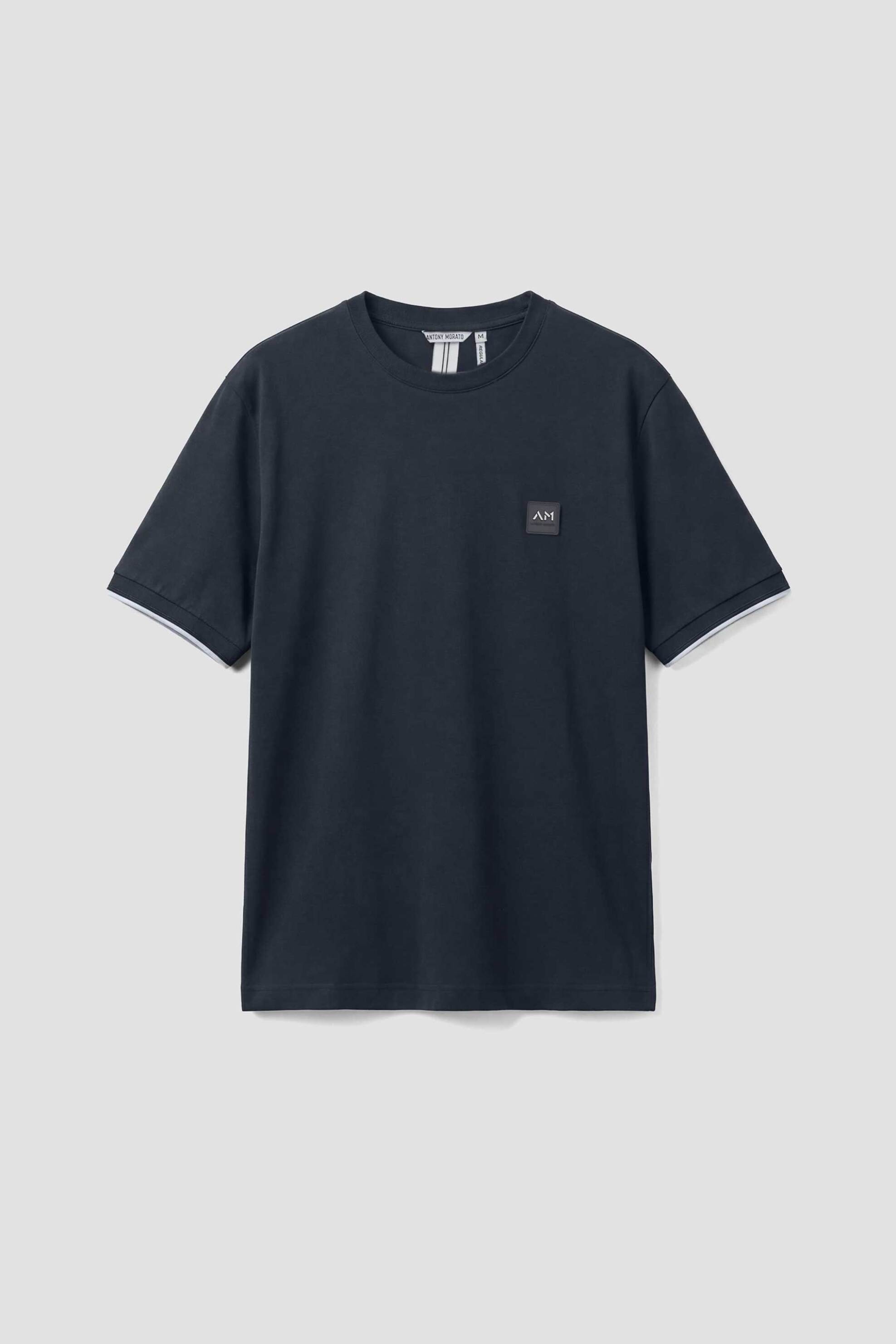 Antony Morato Ανδρικό T-Shirt με Logo Patch Regular Fit - Ks02641Fa100240 Μπλε Σκούρο