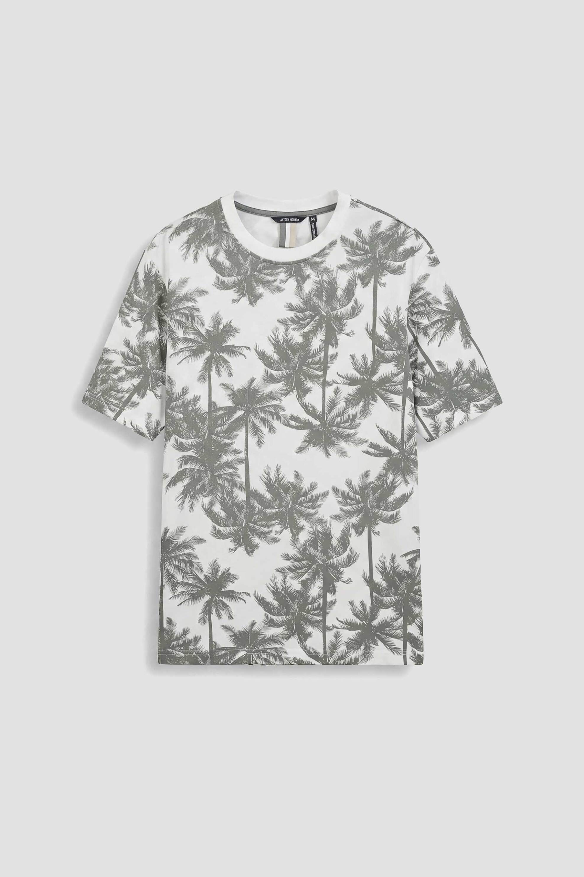 Antony Morato ανδρικό T-shirt με all-over palm tree pattern Relaxed Fit - KS02644FA140292 Λαδί