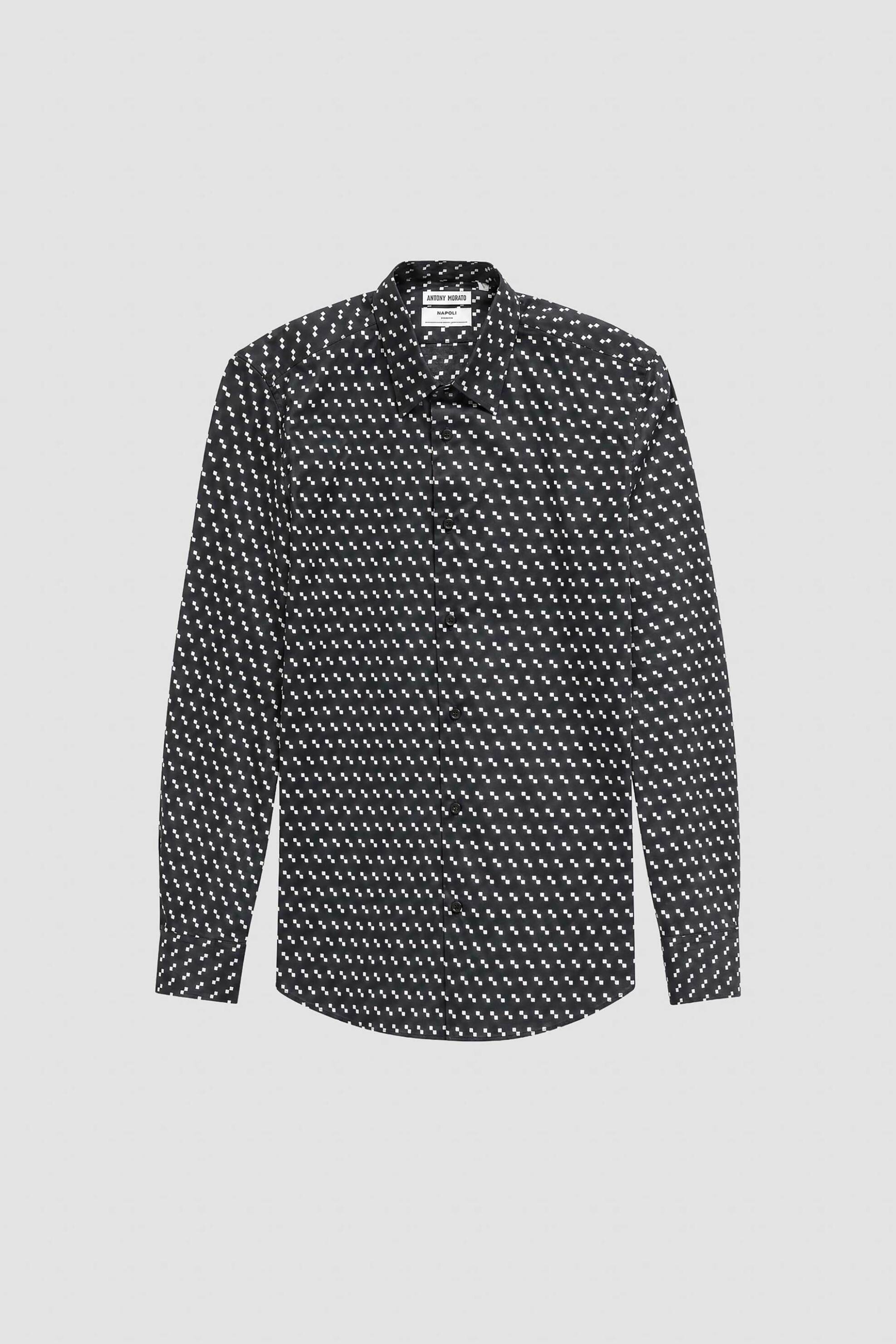 Antony Morato ανδρικό πουκάμισο με all-over print Slim Fit "Νapoli" - SL00628FA430655 Μαύρο