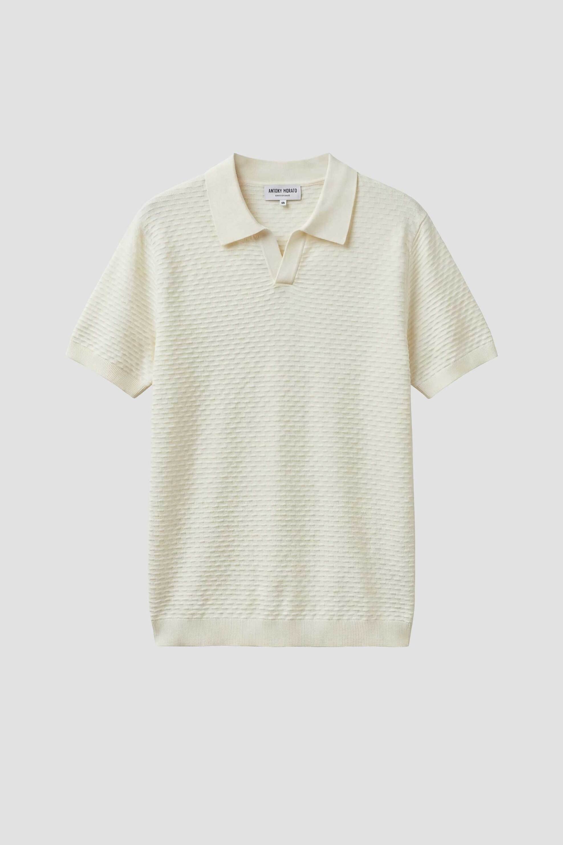 Antony Morato Ανδρική Μπλούζα Πόλο Textured Regular Fit - Sw01601Ya100071 Κρέμ